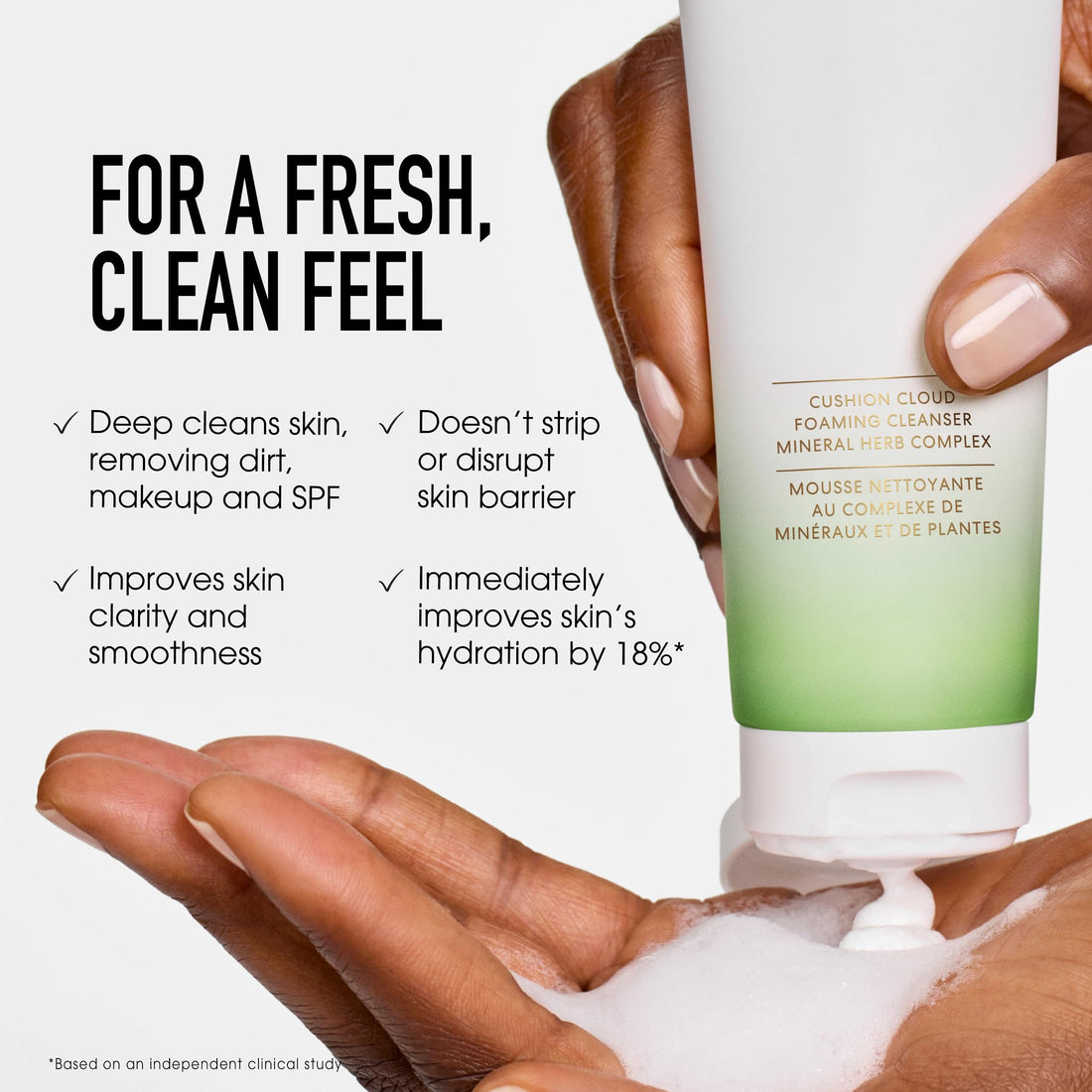 bareMinerals Skinlongevity Face Cleanser, Cream-to-Foam Cleanser with Mineral Herb Complex, Removes Makeup & Sunscreen, Strengthens Skin Barrier, Purifies Without Stripping, Gentle for All Skin Types