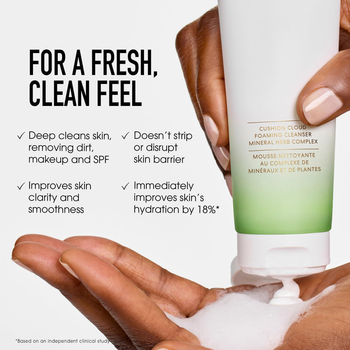bareMinerals Skinlongevity Face Cleanser, Cream-to-Foam Cleanser with Mineral Herb Complex, Removes Makeup & Sunscreen, Strengthens Skin Barrier, Purifies Without Stripping, Gentle for All Skin Types