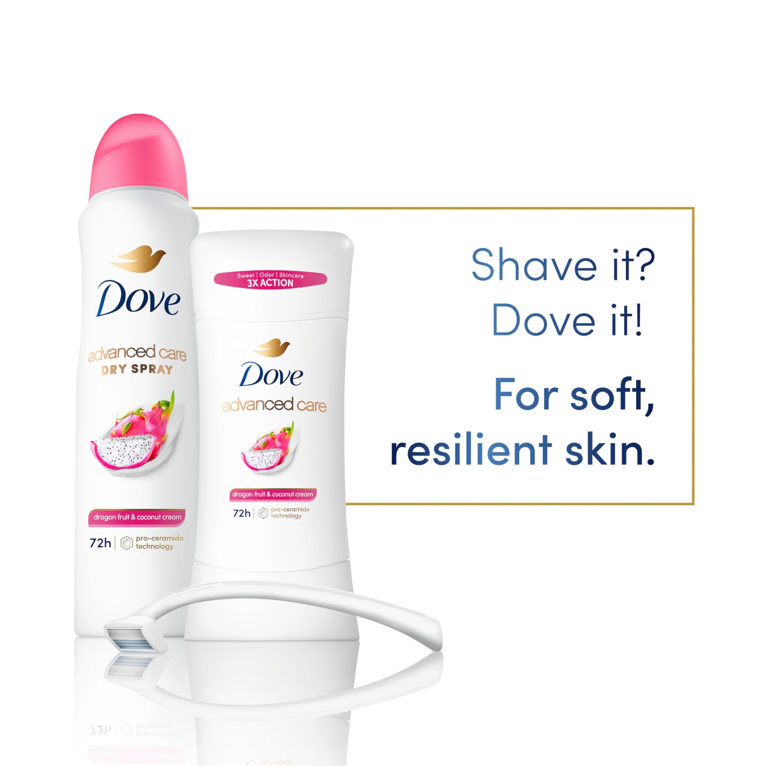 Dove Advanced Care Antiperspirant Deodorant for Women Dragon Fruit & Coconut Cream 3 pack 72 hour sweat and odor protection 2.6 oz