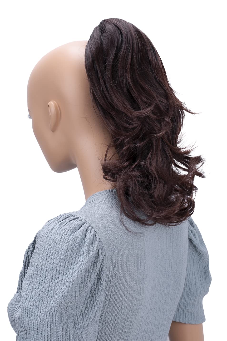 Dark brown mix # 2T33 H108 : PRETTYSHOP 14 & 110g Hair Piece Ponytail Extension Straight Light Curled Nature Looking Heat-Resisting Different Colors (reddish dark brown H108_2T33)