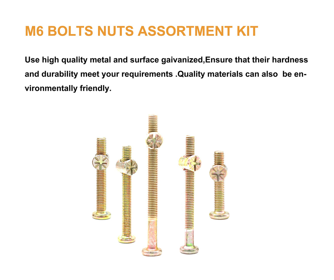 binifiMux Baby Bed Crib Screws Hardware Replacement Parts, 50pcs M6 x 40mm/ 50mm/ 60mm/ 70mm/ 80mm Hex Socket Cap Bolts Barrel Nuts Set for Crib Cot Chairs Bed Furniture,Zinc Plated