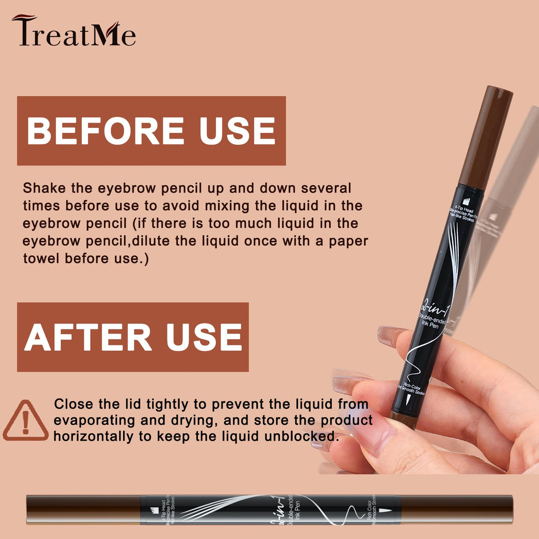 Microblading Eyebrow Pen - Waterproof 2-in-1 Dual-Ended Eye Brow Pen with 4-Fork-Tip and Precise Brush Create Natural Looking Defined Eyebrows Last All Day
