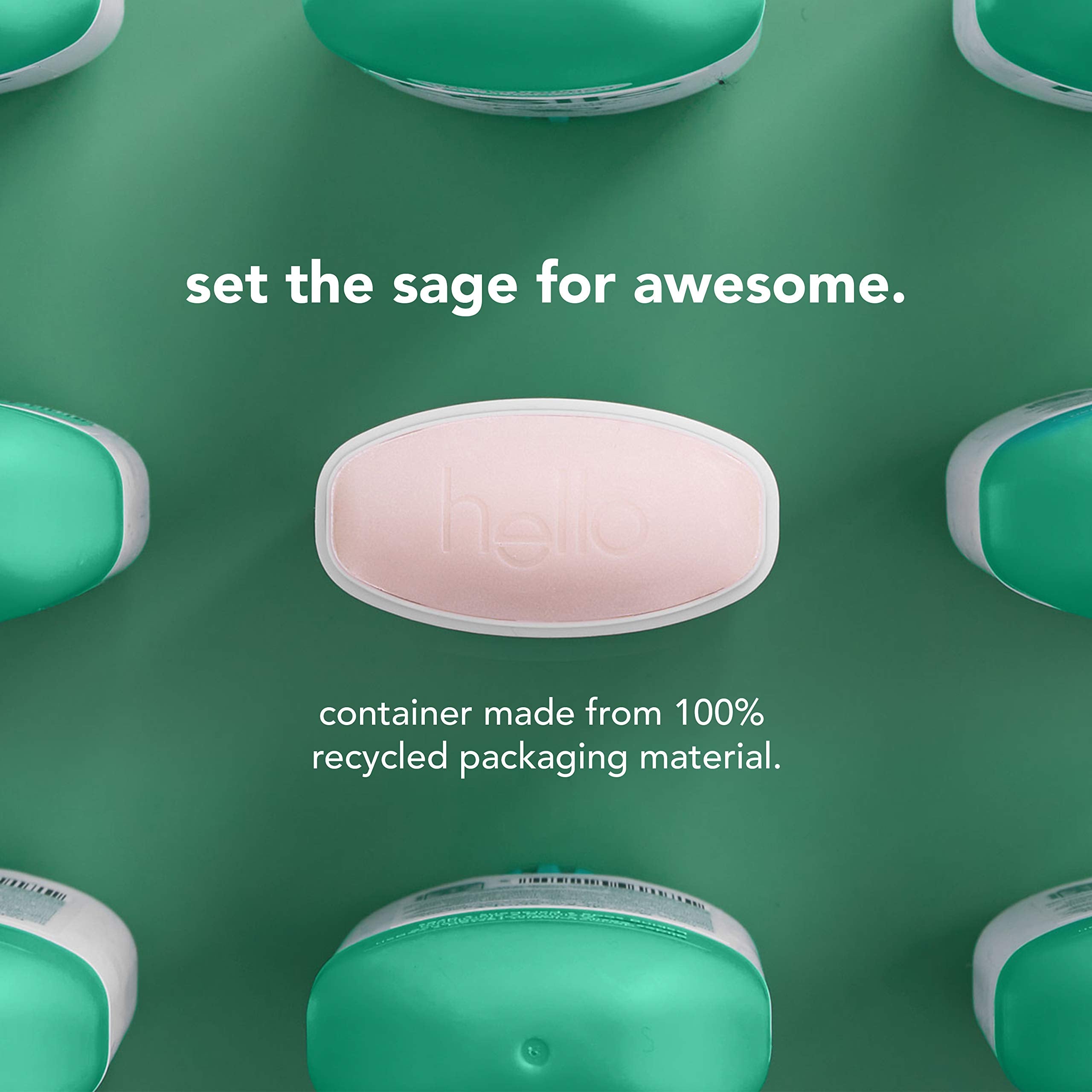 hello White Sage + Eucalyptus Deodorant With Shea Butter for Women + Men, 24 Hour Odor Protection, No Aluminum + No Baking Soda, Vegan & Parabens Free, 2.6oz, 3 count