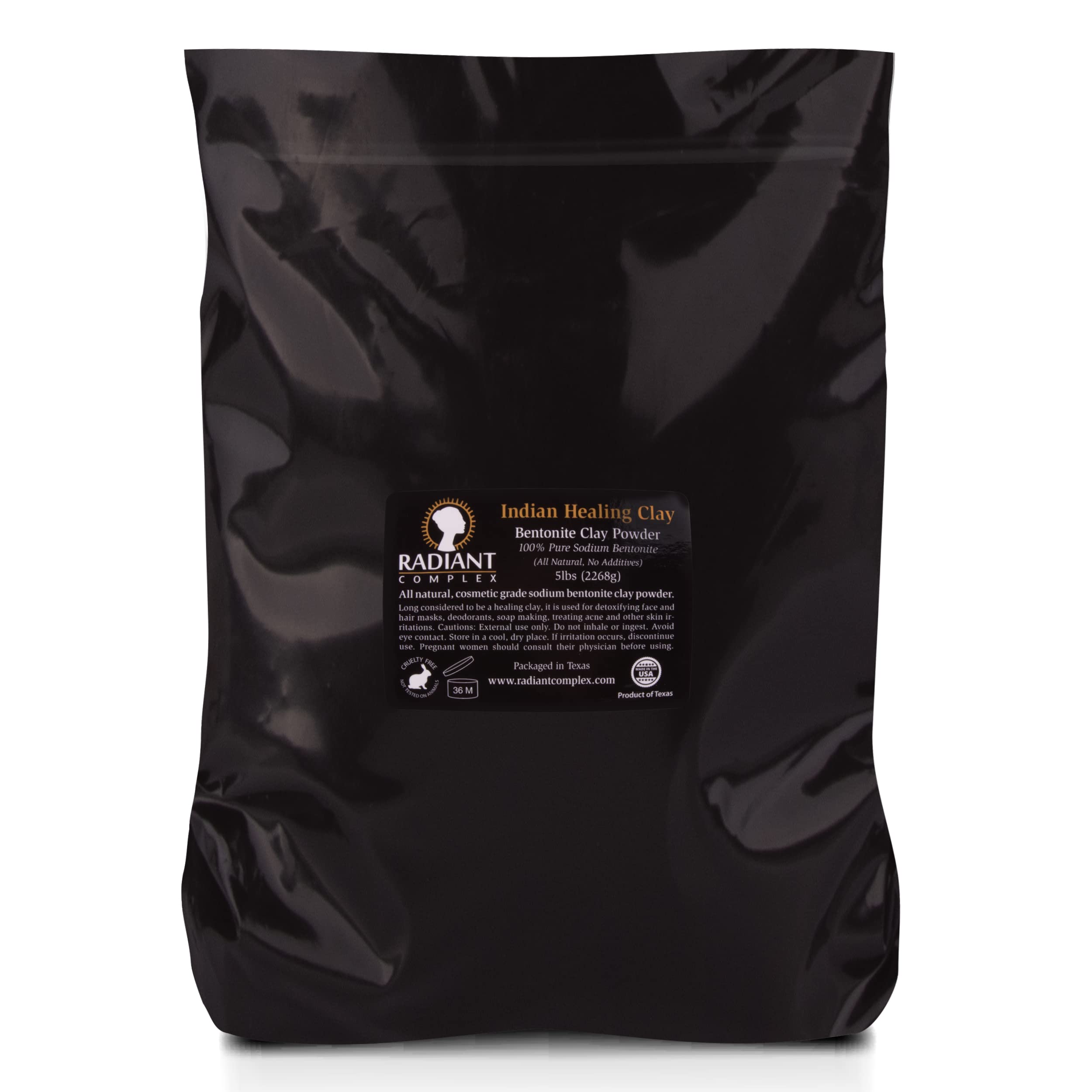 Radiant Complex Sodium Bentonite Clay Powder - Indian Healing Clay - 100% Pure Sodium Bentonite - DYI Clay Face Mask - 5 lbs