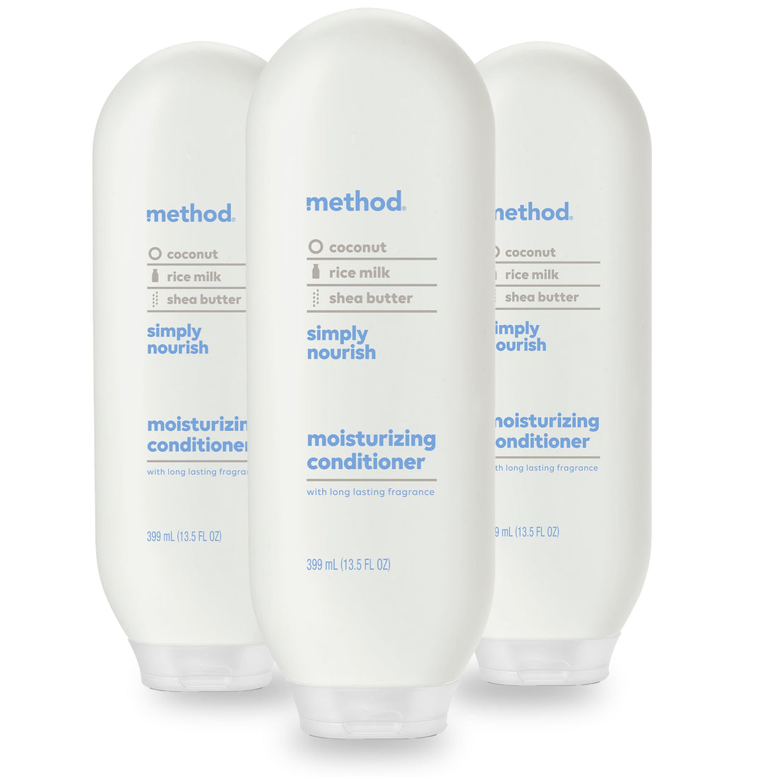 Method Moisturizing Conditioner, Simply Nourish with Shea Butter, Coconut, and Rice Milk Scent Notes, Paraben and Sulfate Free, 13.5 oz (Pack of 3)