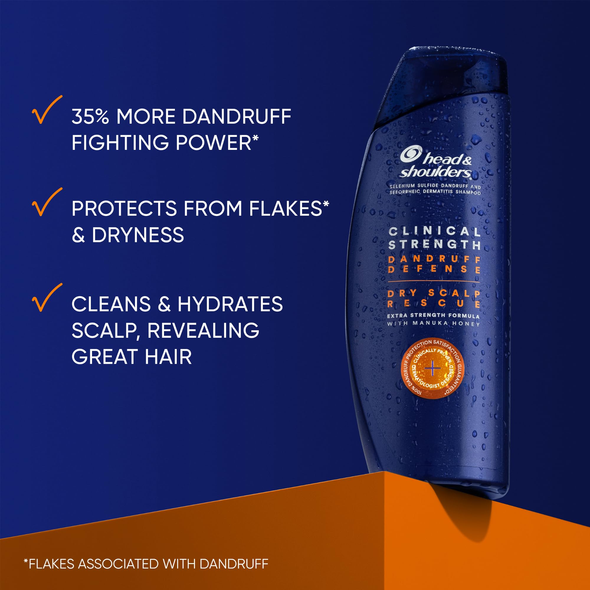 Head & Shoulders Dandruff Shampoo and Conditioner Set, Clinical Strength, Selenium Sulfide Formula, Dry Scalp Relief with Manuka Honey, Up to 100% Flake Protection, 13.5 & 9.1 Fl Oz, 2 Pack