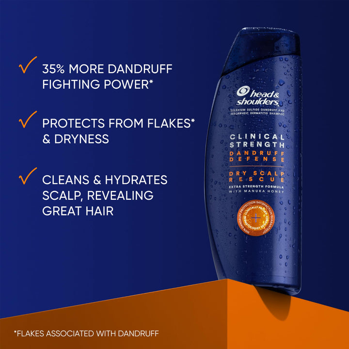 Head & Shoulders Dandruff Shampoo and Conditioner Set, Clinical Strength, Selenium Sulfide Formula, Dry Scalp Relief with Manuka Honey, Up to 100% Flake Protection, 13.5 & 9.1 Fl Oz, 2 Pack
