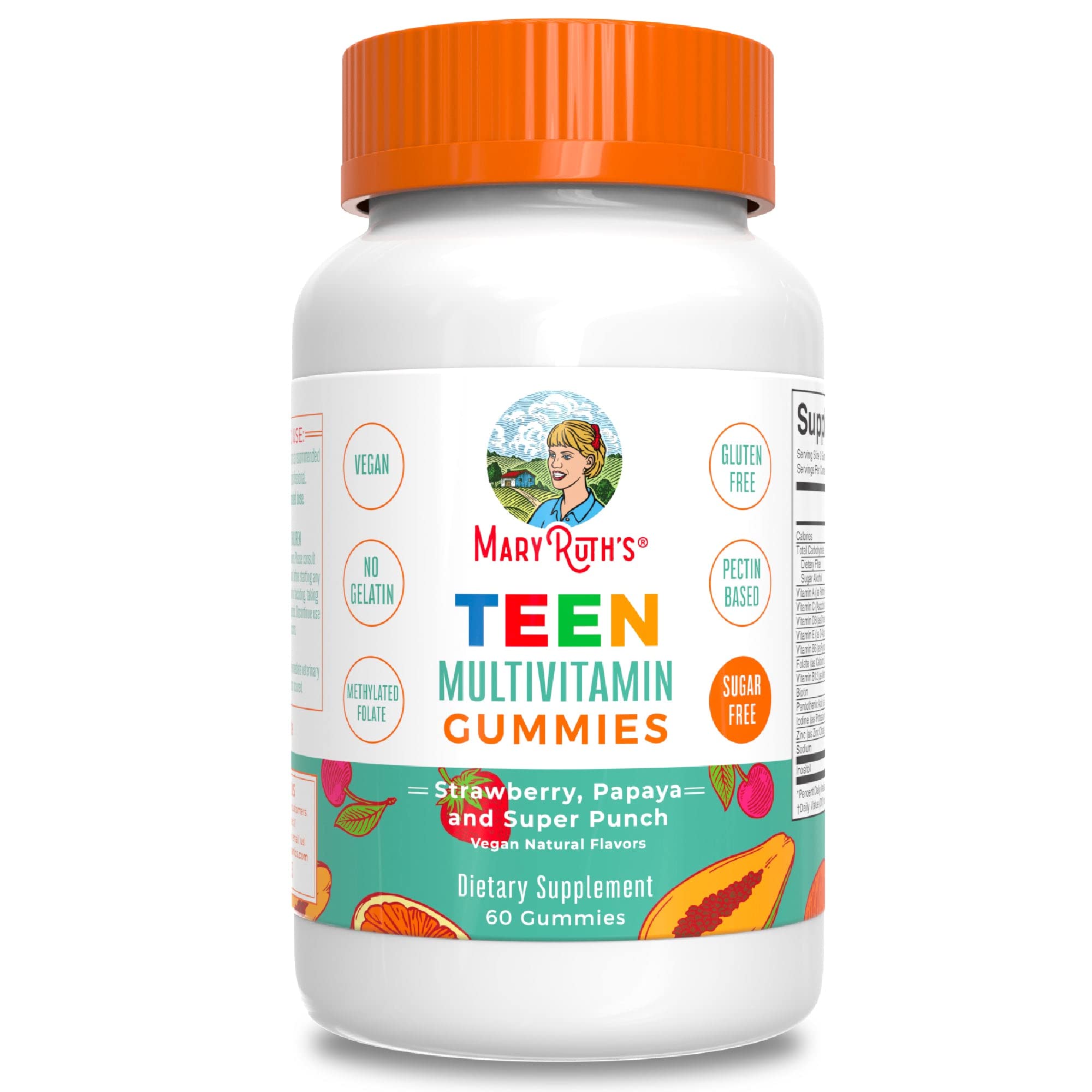 MaryRuth Organics Multivitamin for Teens | Teen Multivitamin Multimineral Gummies with Vitamin B, C, D and E, Biotin, Zinc | Teen Vitamins | Vegan | Sugar Free | Gluten Free | 60 Count