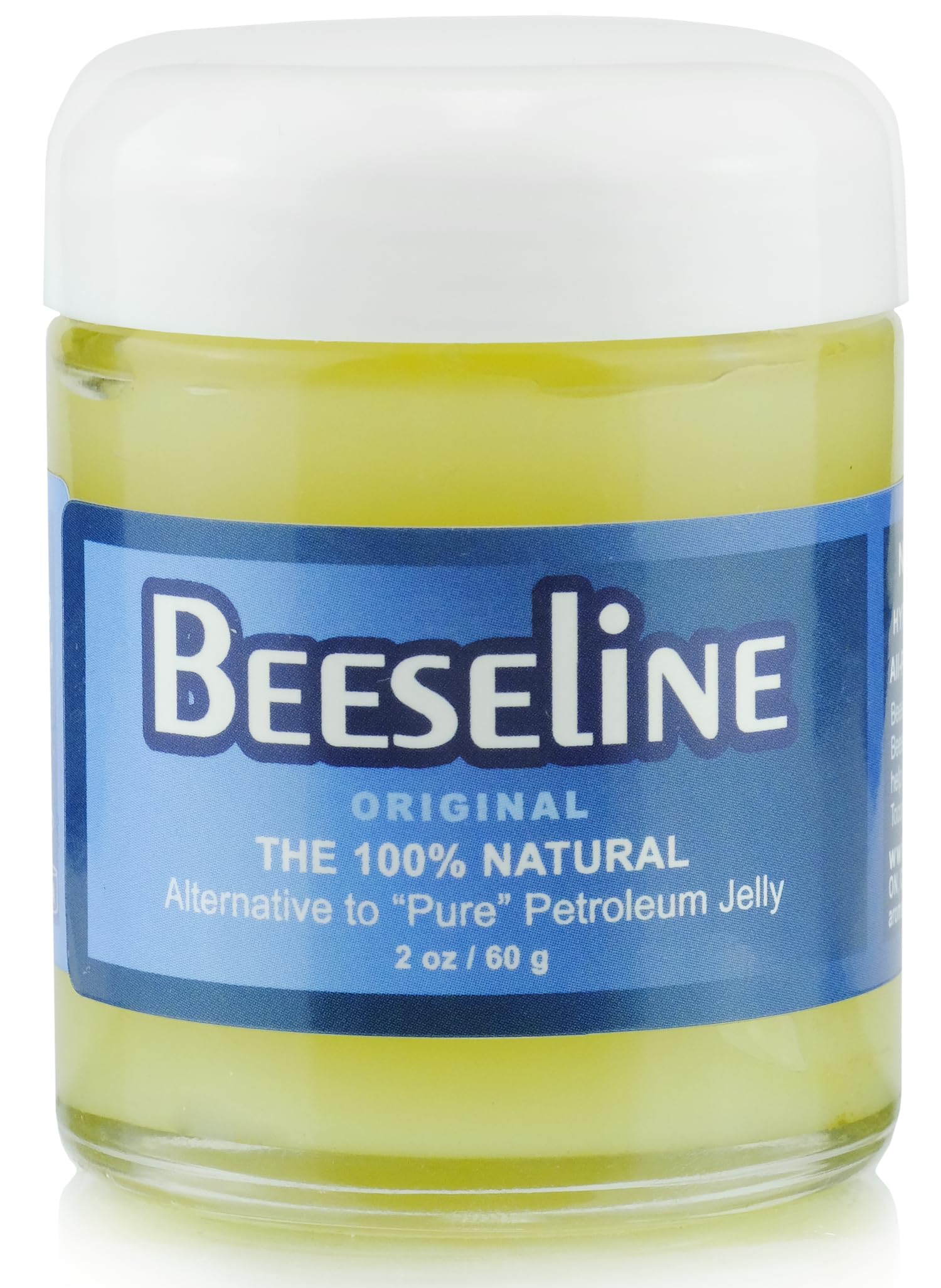 Beeseline Original - 100% Natural & Hypoallergenic Alternative to Petroleum Jelly - Lips, Hands, Baby, Makeup Remover and More (Glass Jar) (2 oz)