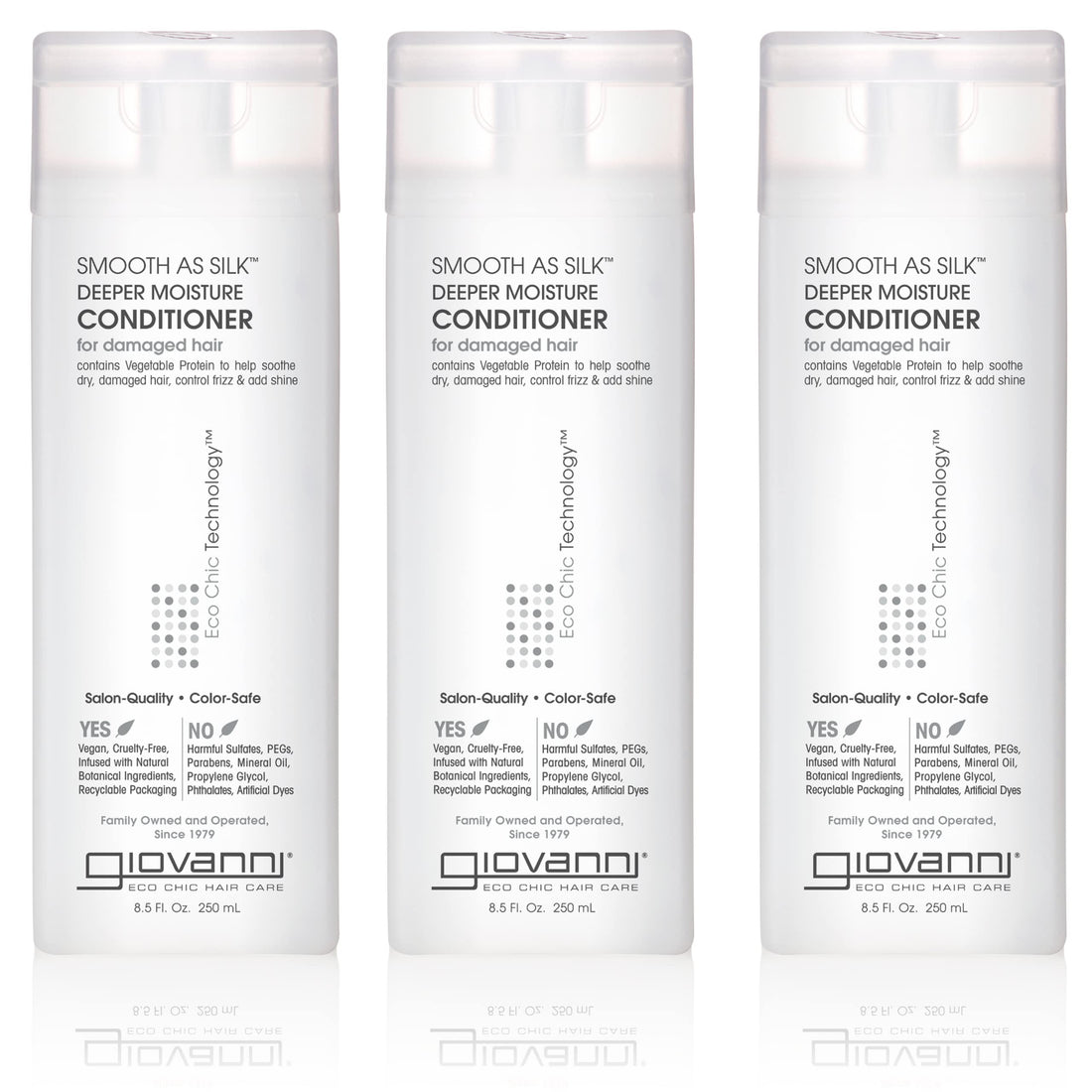 Giovanni Conditioner Smooth as Silk for Daily Use 8.5 fl oz Containers (Pack of 3)