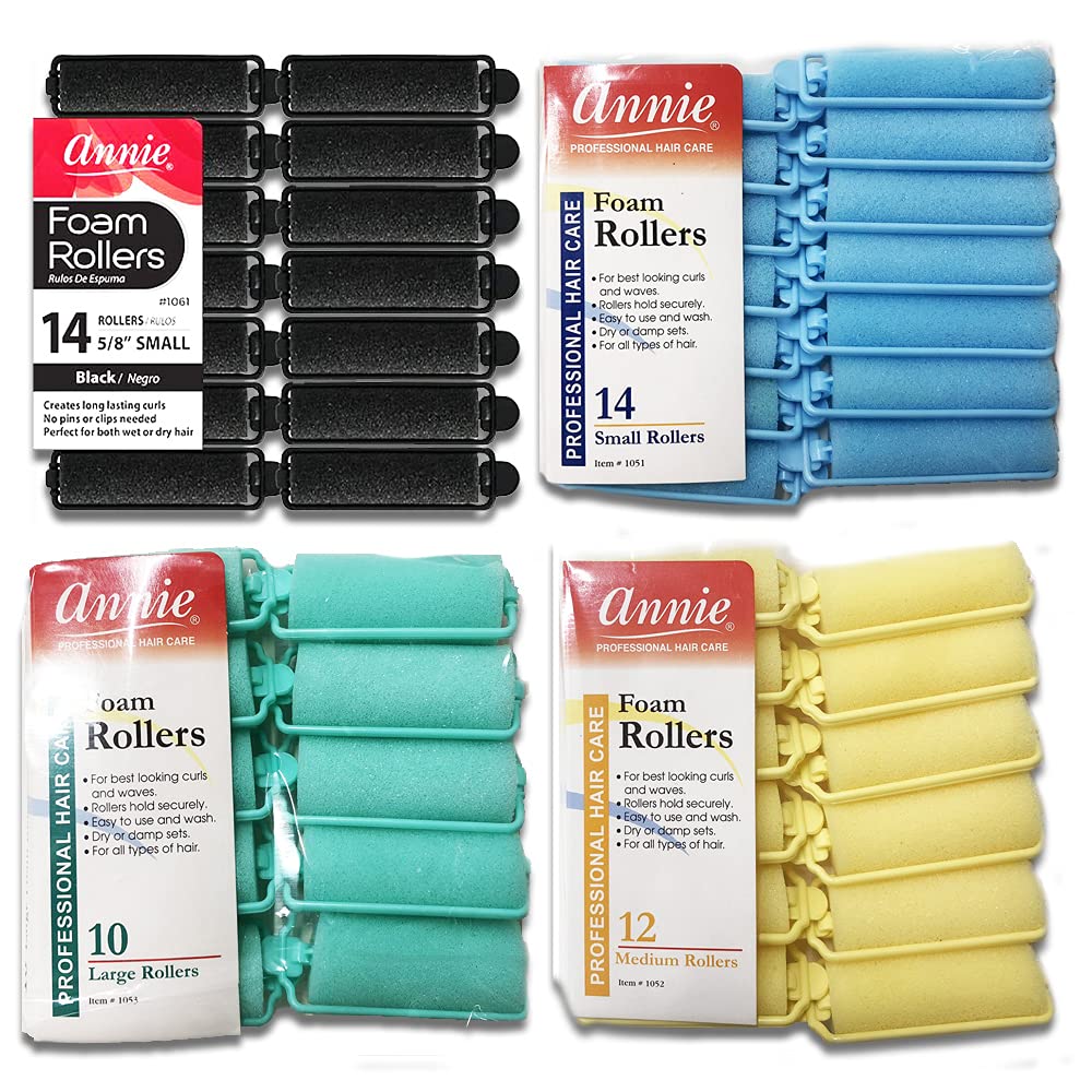 Annie Foam Rollers (Black) Size: Small14pc