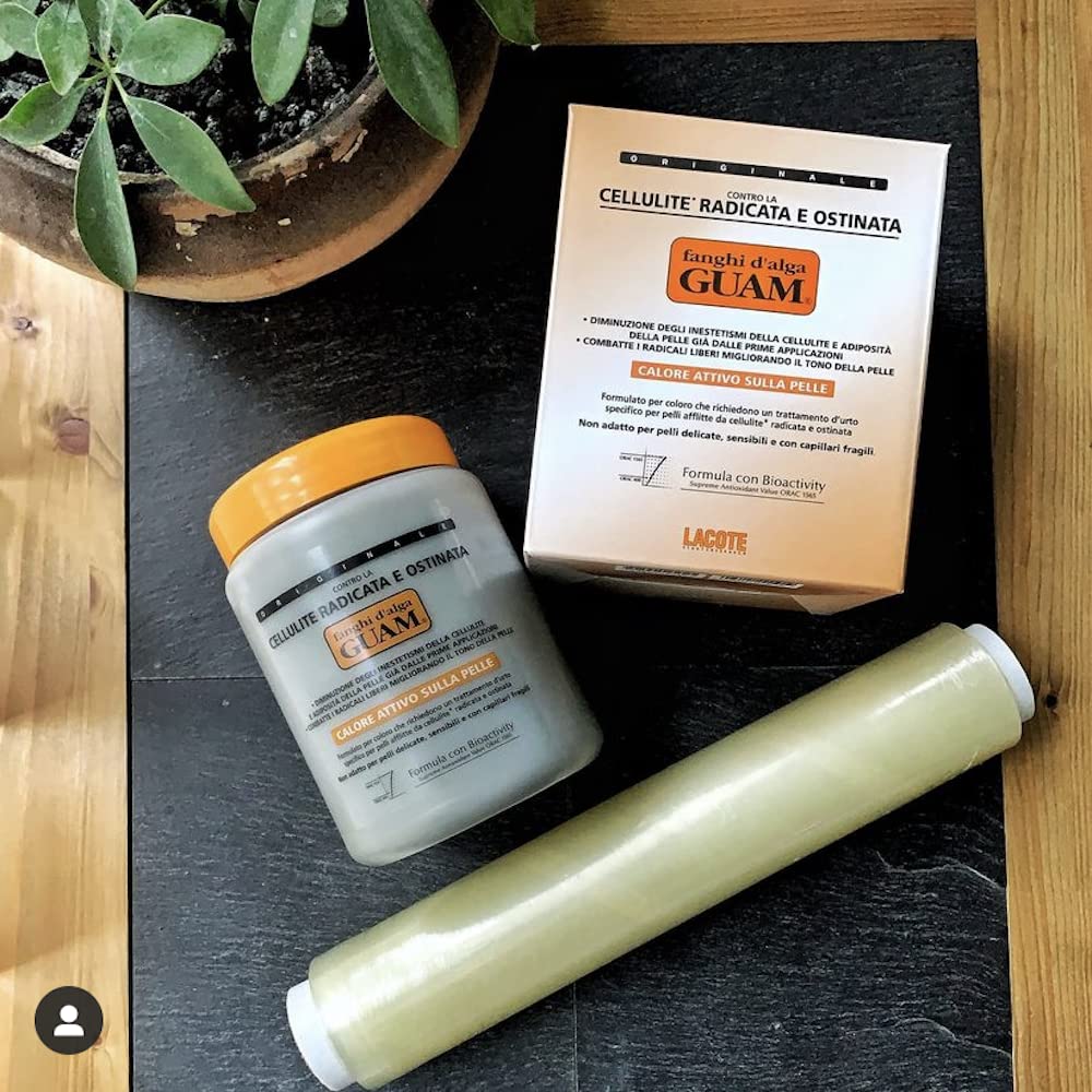 Guam Anti-cellulite Body Wrap for Thighs, Legs, MAX STRENGTH Hot Mud for Stubborn Cellulite, Clay Body Mask with Caffeine, Seaweed and Essential Oils, Reduce Cellulite on Legs (2.2LB)