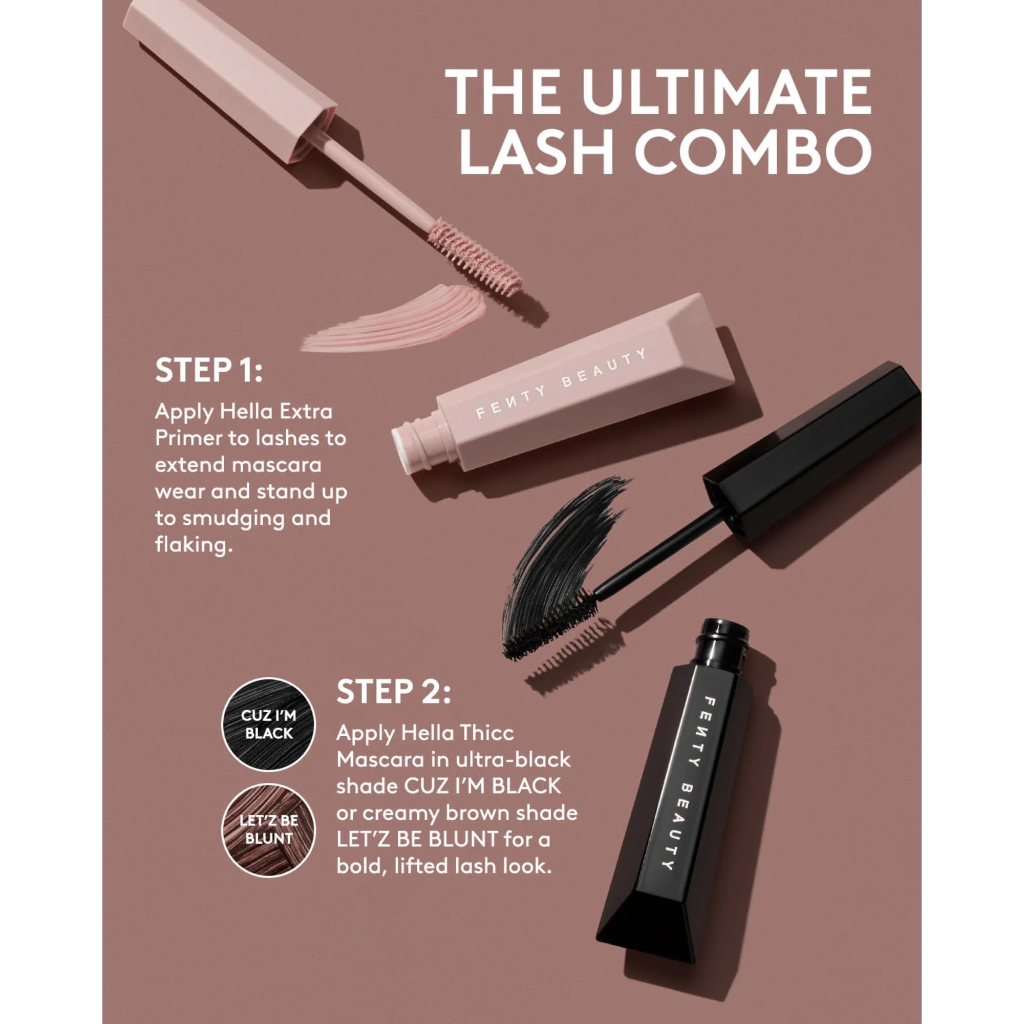 Fenty Beauty Hella Thicc Volumizing Mascara - 02 Let's Be Blunt (Brown) - 10 mL / 0.33 fl oz