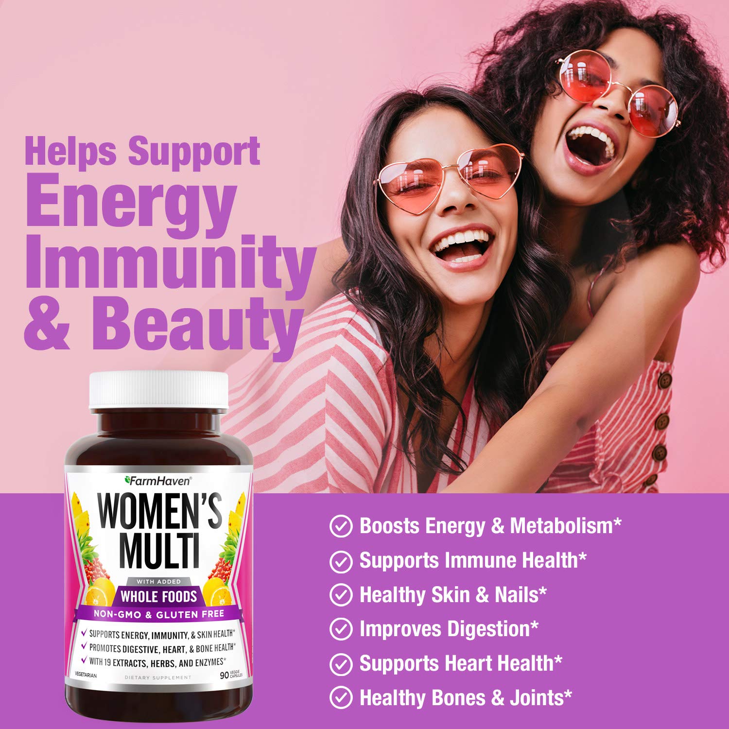 FarmHaven Multivitamin for Women | 22 Essential Nutrients, Fruits & Veggies Womens Multivitamin | Whole Food Multivitamin Boosts Energy, Immune, Heart Health | Womens Daily Vitamins - 90 Capsules
