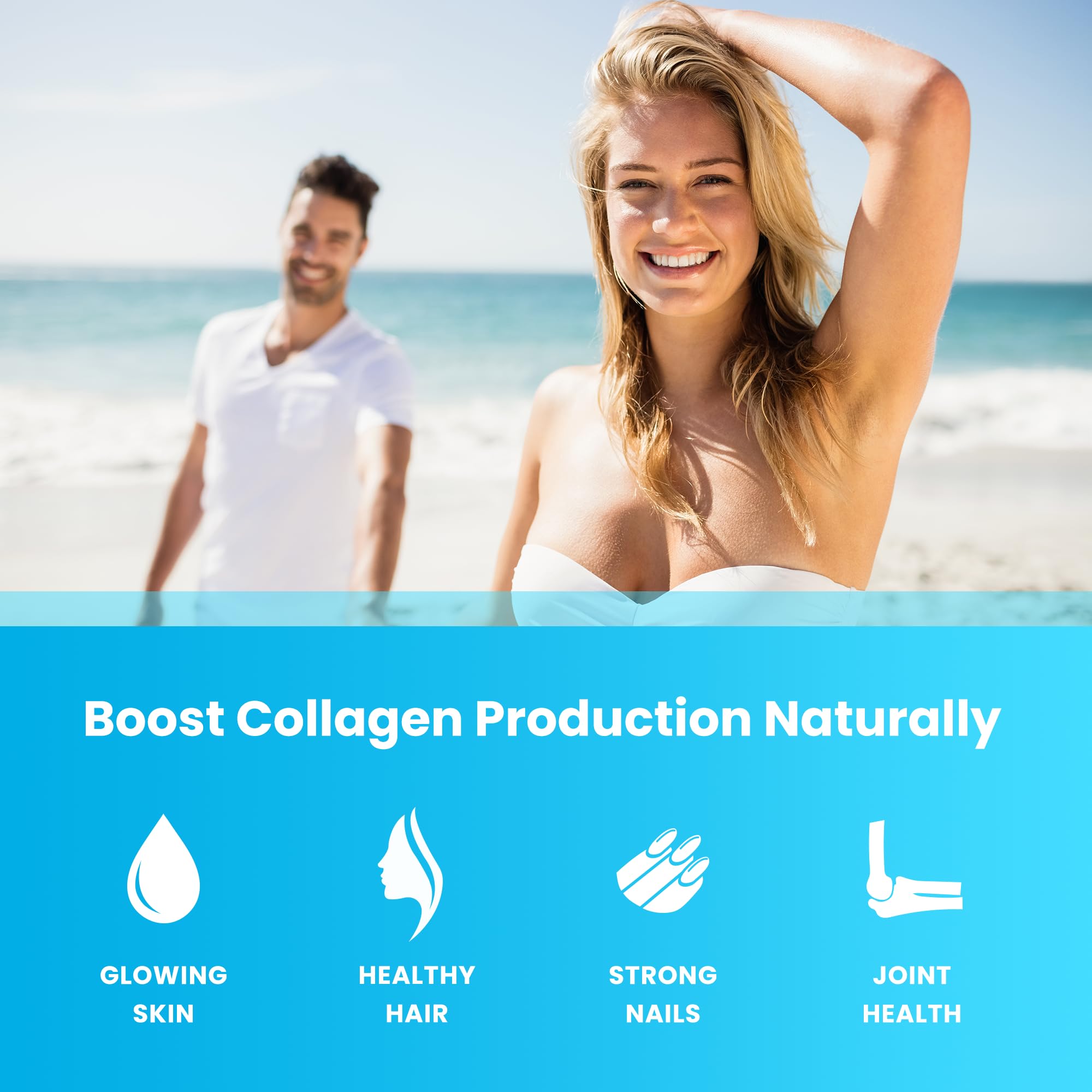 NutraChamps Collagen Boosting Gummies, Collagen Booster Gummy for Natural Collagen Production, Vegan Pectin Supplements Chews for Women & Men, 60 Peach Vitamins Gummies