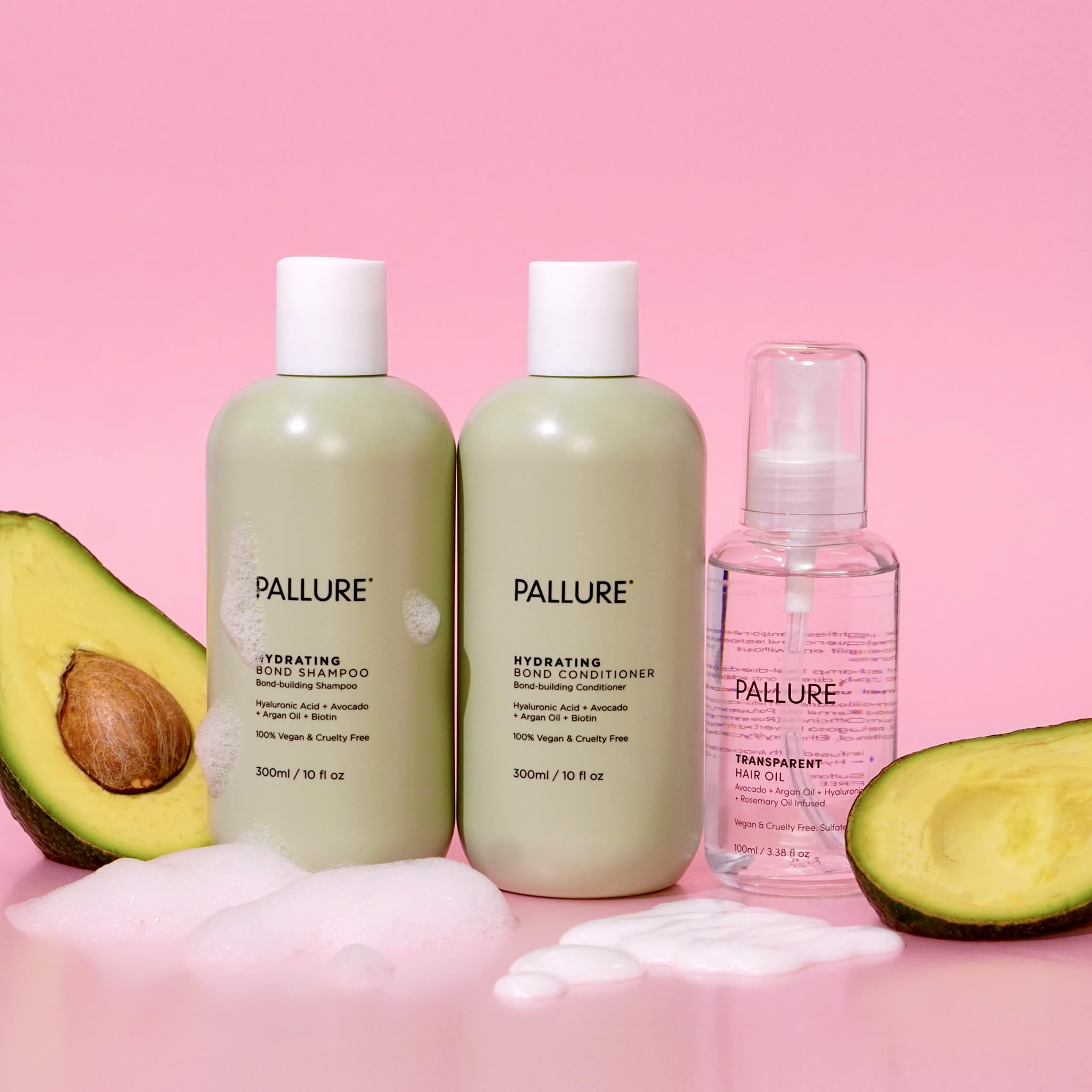 Pallure Hydrating Bond Kit To Support Thicker, Voluminous, Fuller Looking Hair, Infused with Hyaluronic Acid, Biotin, Avocado and Rosemary Oil, 300 ml