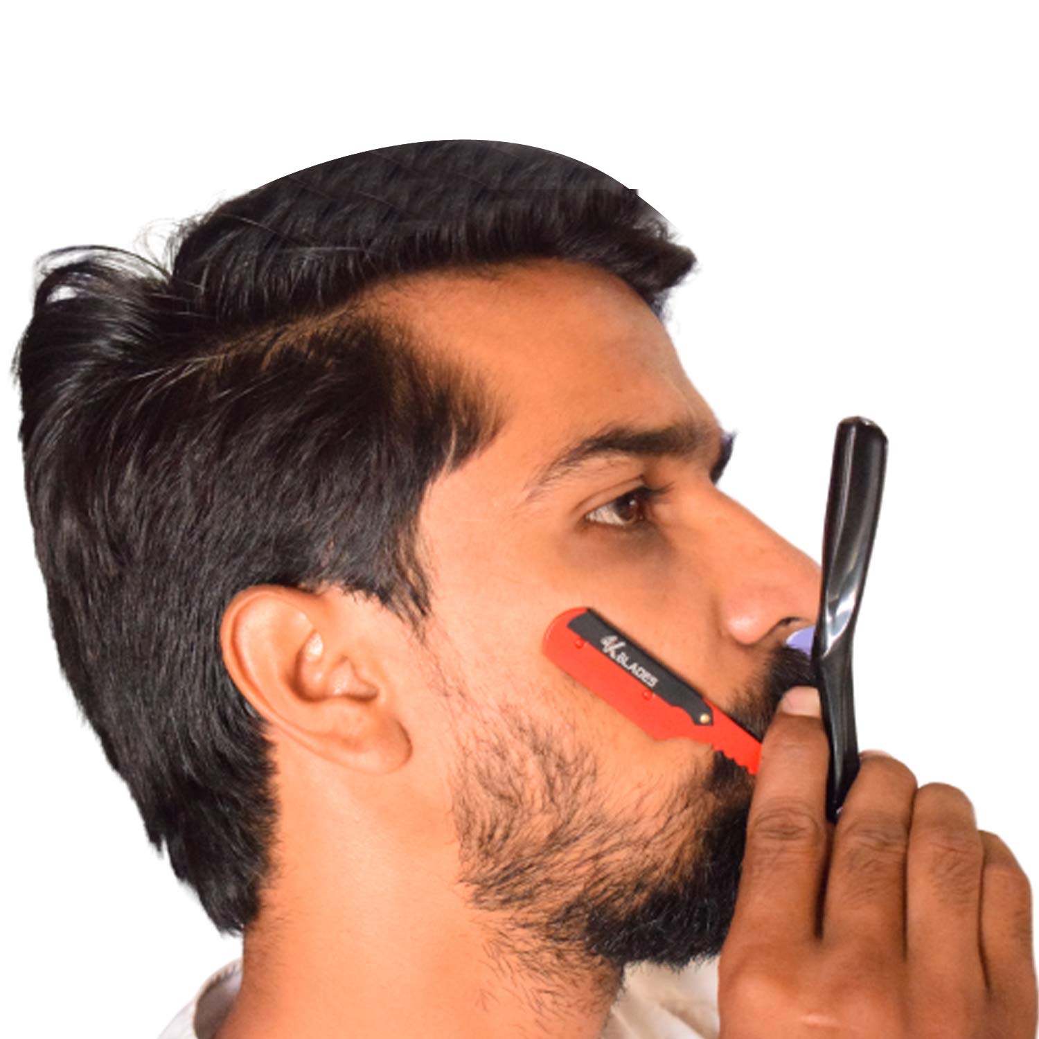 Professional Barber Straight Edge Razor - Salon Hair Cut Stainless Steel Safety Blade for Close Shaving, Navalha De Barbeiro (with 10 single edge sharp blades) (Plastic handle)