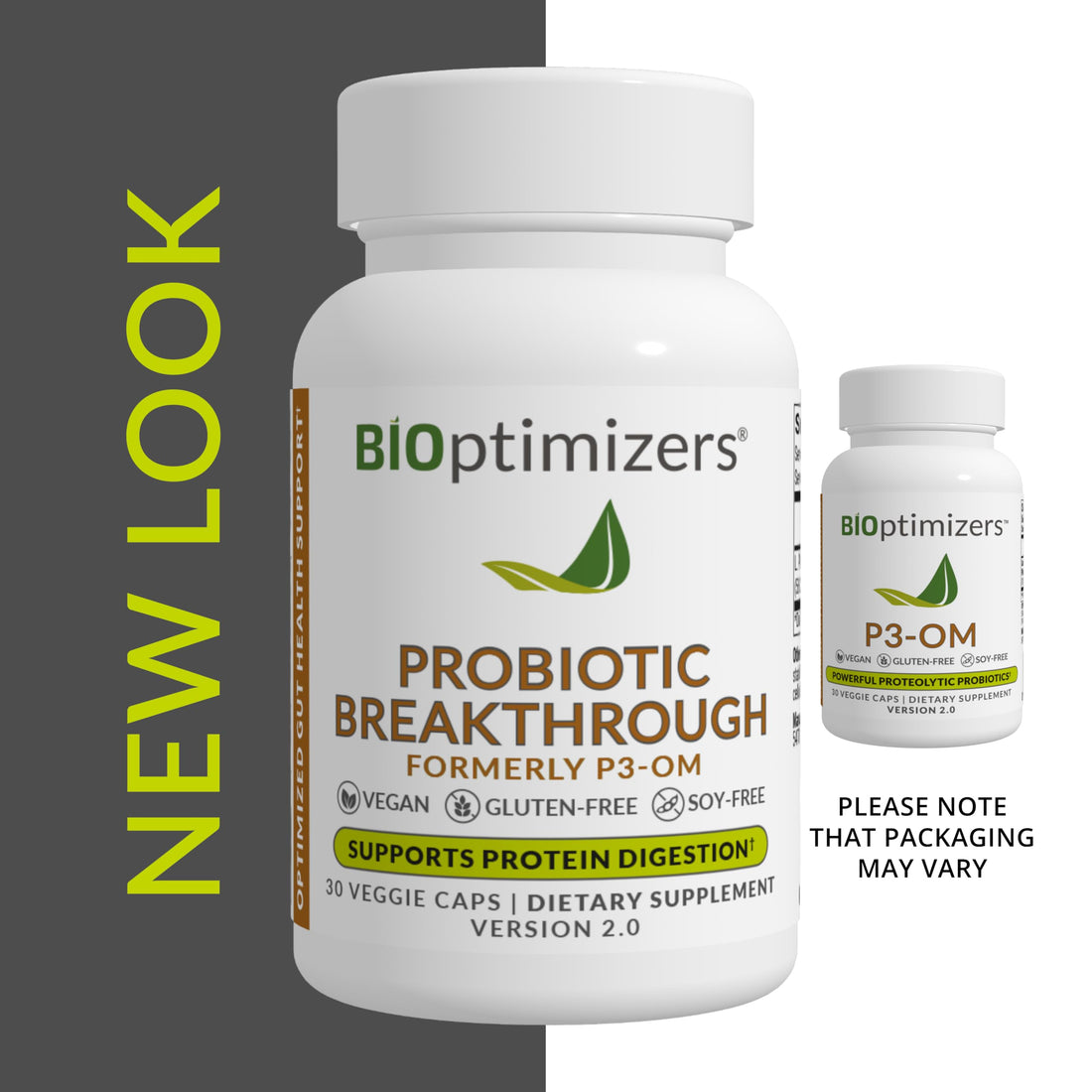 BiOptimizers Probiotic Breakthrough, Proteolytic Prebiotics & Probiotics Supplement – Lactobacillus Plantarum OM for Immune, Bloating & Gut Relief Support, 60 Vegan Capsules