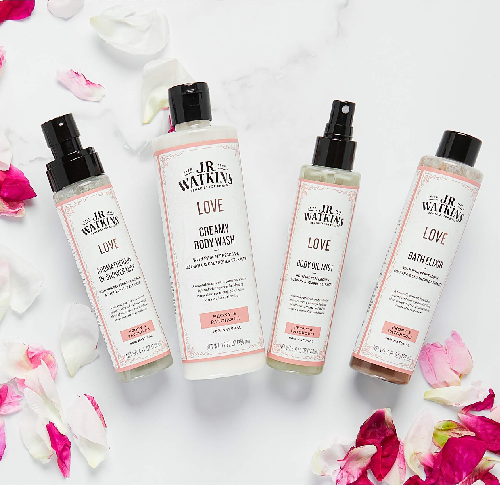 J.R. Watkins Love Body Oil Mist, Hydrates Skin and Boosts Stimulation, Natural Peony & Patchouli, 4.8 oz