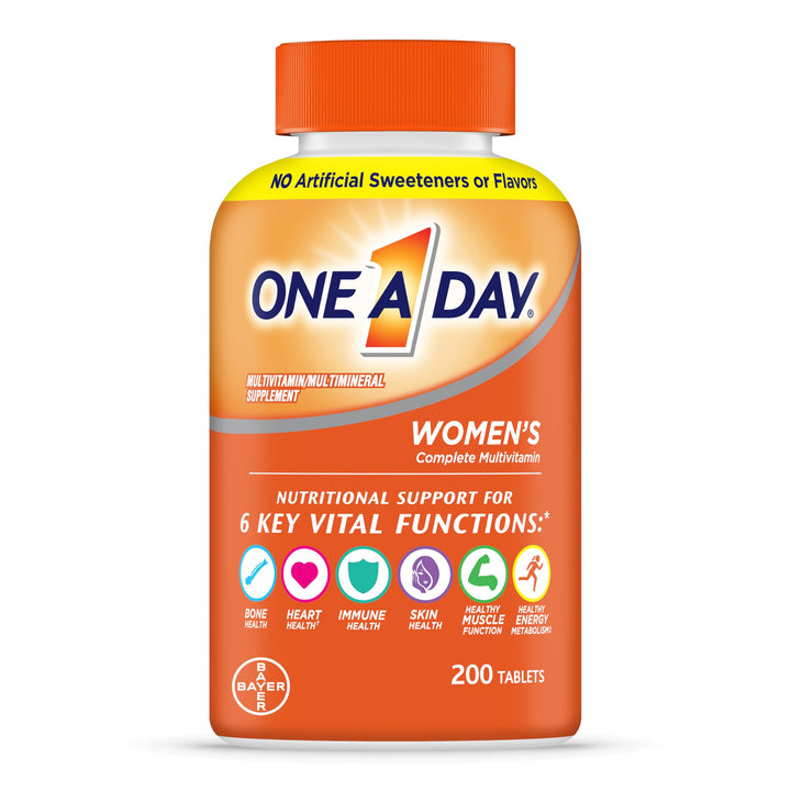 One A Day Women’s Multivitamin with Vitamin A, C, D, E and all 8 B vitamins, Calcium, Vitamins for Women, for Bone Health, Skin Health & Immune Health Support , 200 Count