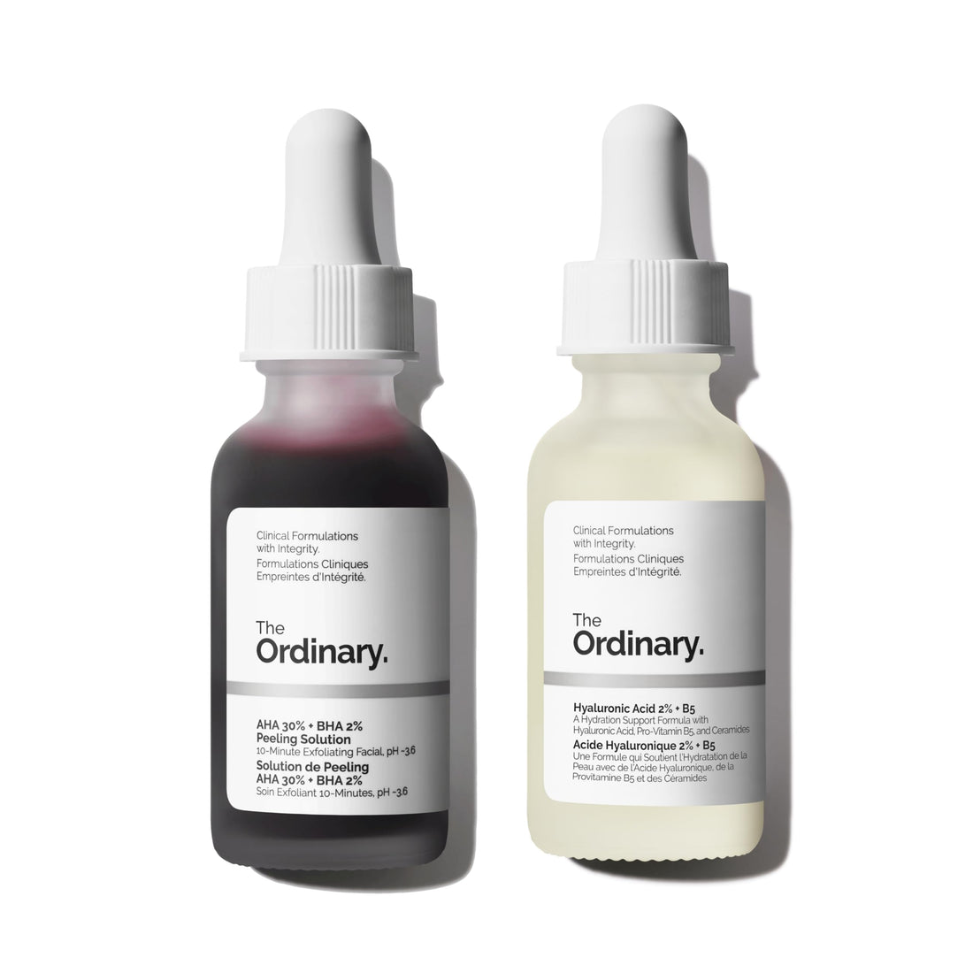 The Ordinary Bright & Hydrated Skincare Duo Set – AHA 30% + BHA 2% Peeling Solution & Hyaluronic Acid 2% + B5 – Exfoliates, Hydrates & Targets Blemishes – 1 Fl Oz Each, Vegan & Cruelty-Free
