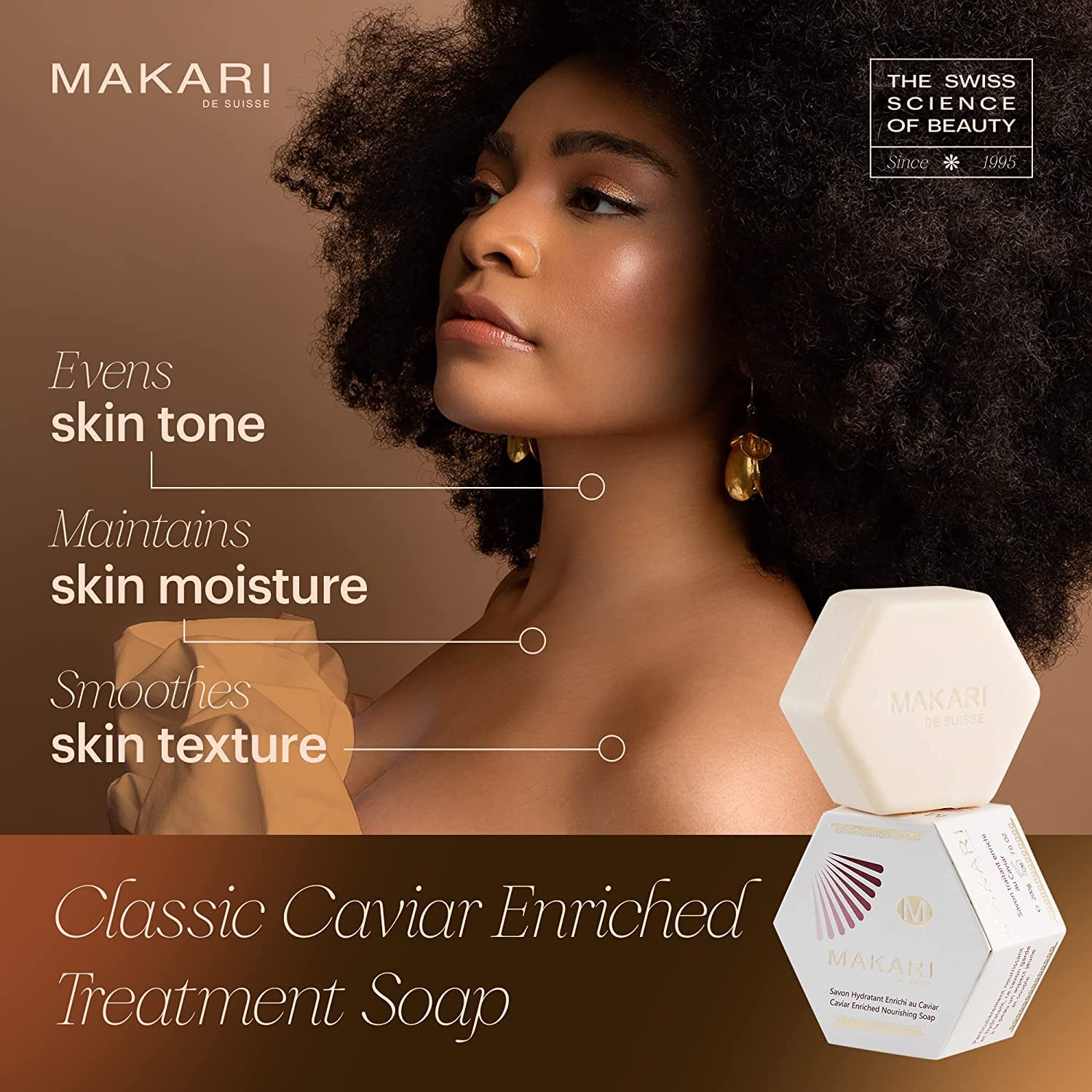 Makari Classic Caviar Enriched Treatment Soap 7.0 oz – Moisturizing & Brightening Bar Soap for Face & Body – Anti-Aging Cleanser Combats Dryness, Dullness, Wrinkles & Blemishes