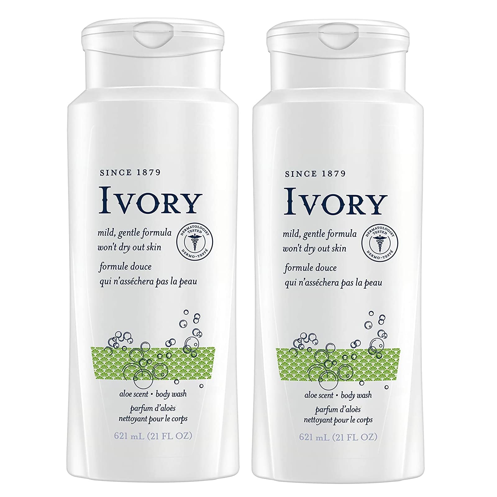 Ivory Aloe Scented Body Wash, 21 Fl Oz (Pack Of 2)