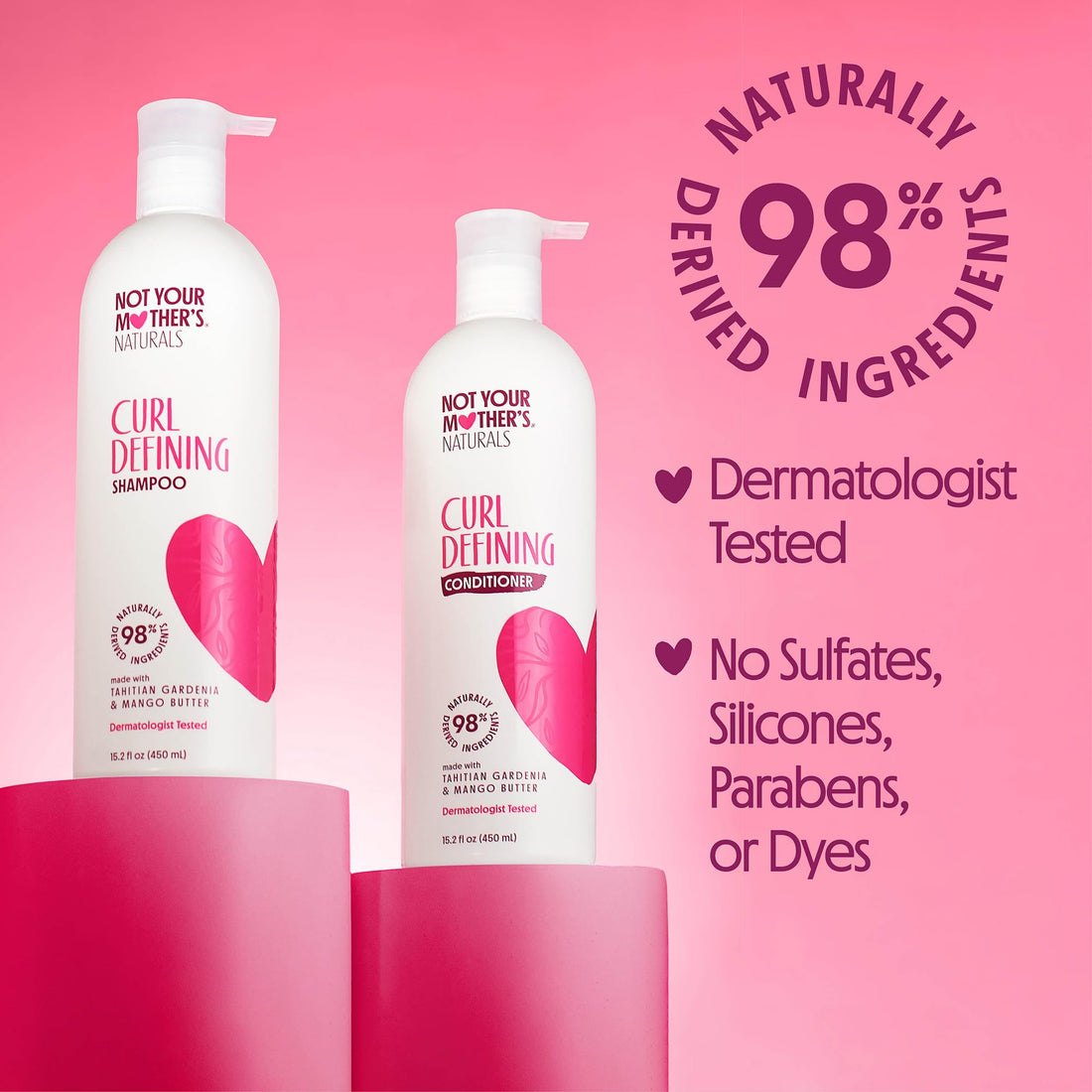 Not Your Mother's Naturals Curl Defining Shampoo and Conditioner (2 Pack) - 98% Naturally Derived Ingredients - All Hair Types - Gardenia Mango Butter