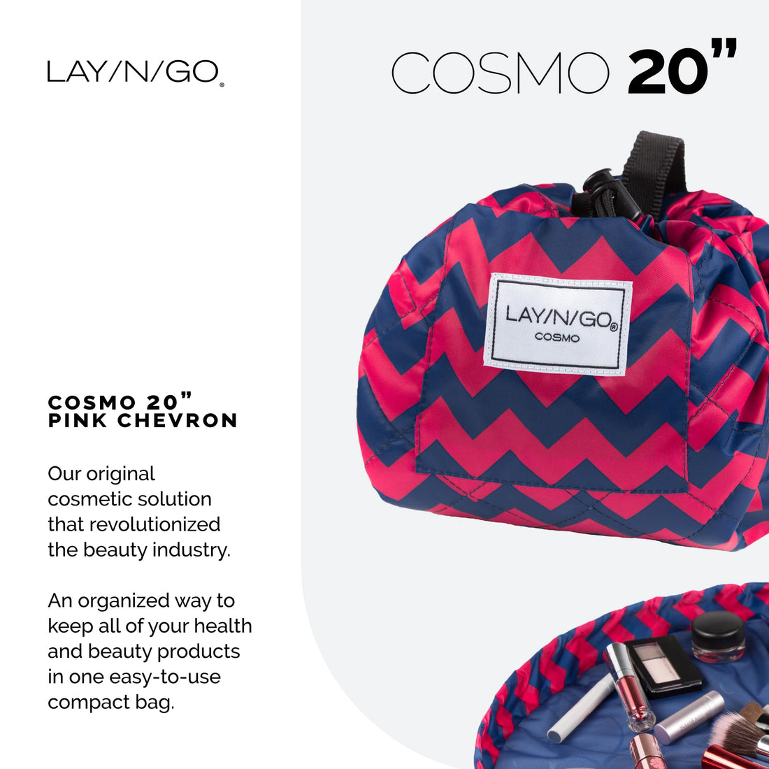 Pink Chevron, 20 : Lay-N-Go Cosmo (20) Cosmetic Bag