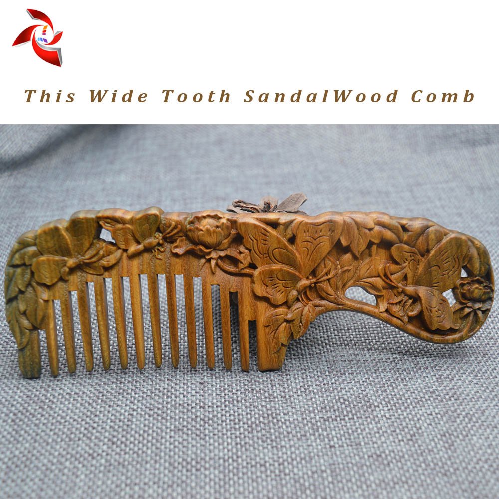 Xuanli 2 pcs Natural SandalWood Comb Hair Care Anti Static Wooden Hair Massage Natural Brush Beard Comb (M013)