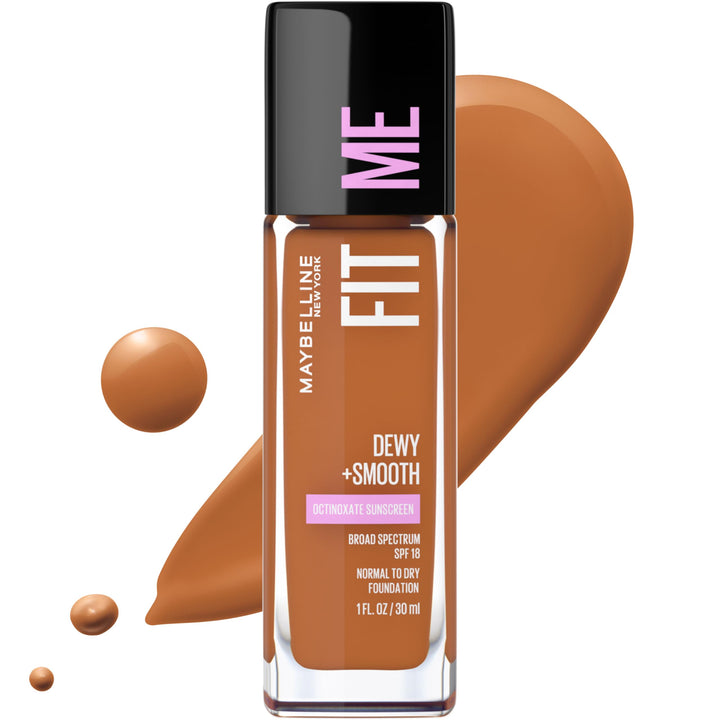 Maybelline Fit Me Dewy + Smooth Foundation, Mocha, 1 fl. oz. (Packaging May Vary)