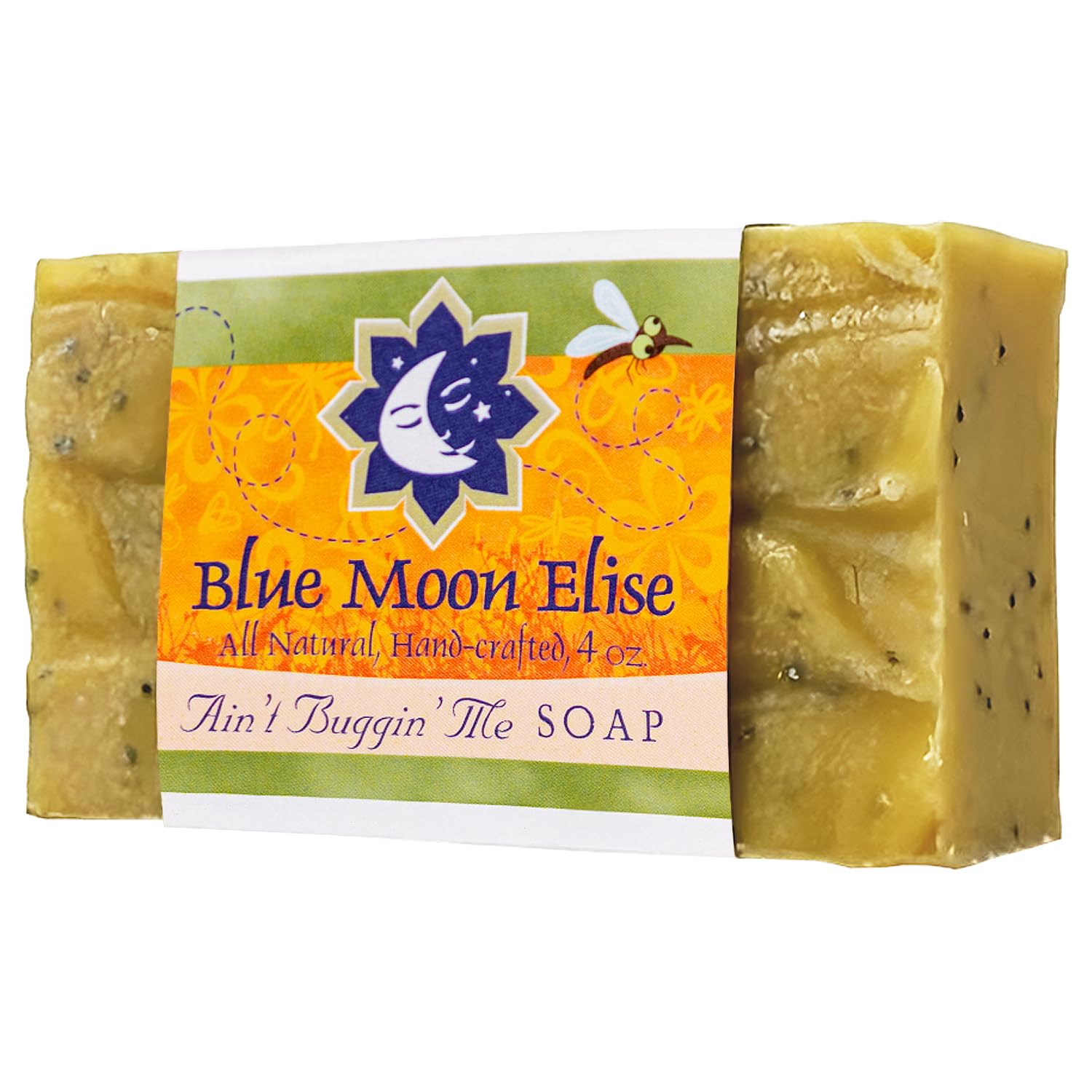 Blue Moon Elise Ain't Buggin Me Citronella Bar Soap for Men and Women, Natural Handmade Soap with Pure Citronella Essential Oils, Soap Bar for Camping and Outdoor Activities