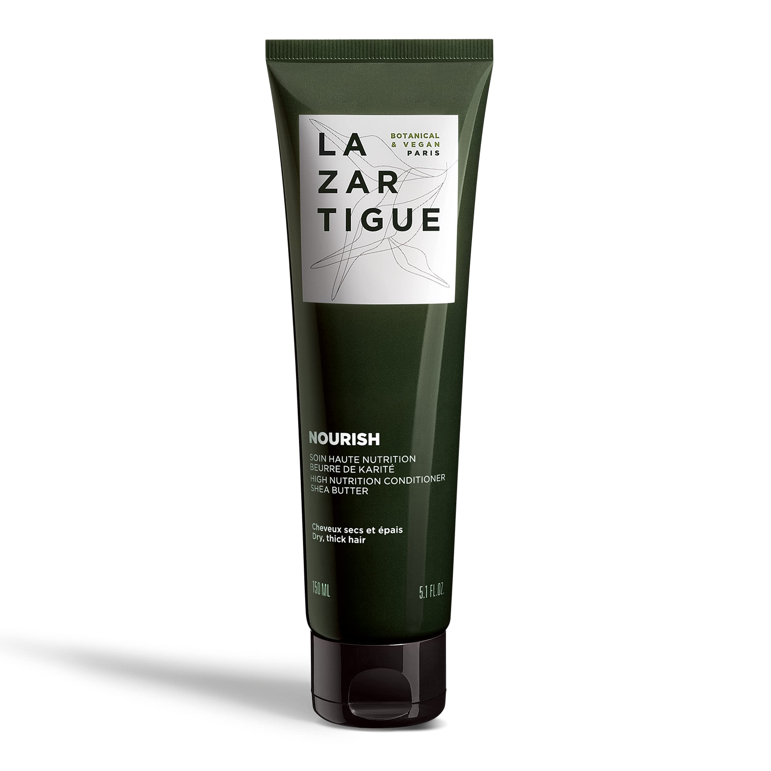 Lazartigue Nourish Conditioner, Enriched with Shea Butter, Intensely Nourishes & Softens Dry Hair, Easier to Detangle, Lastingly Disciplined, Shiny, Vegan 5.1 fl Oz