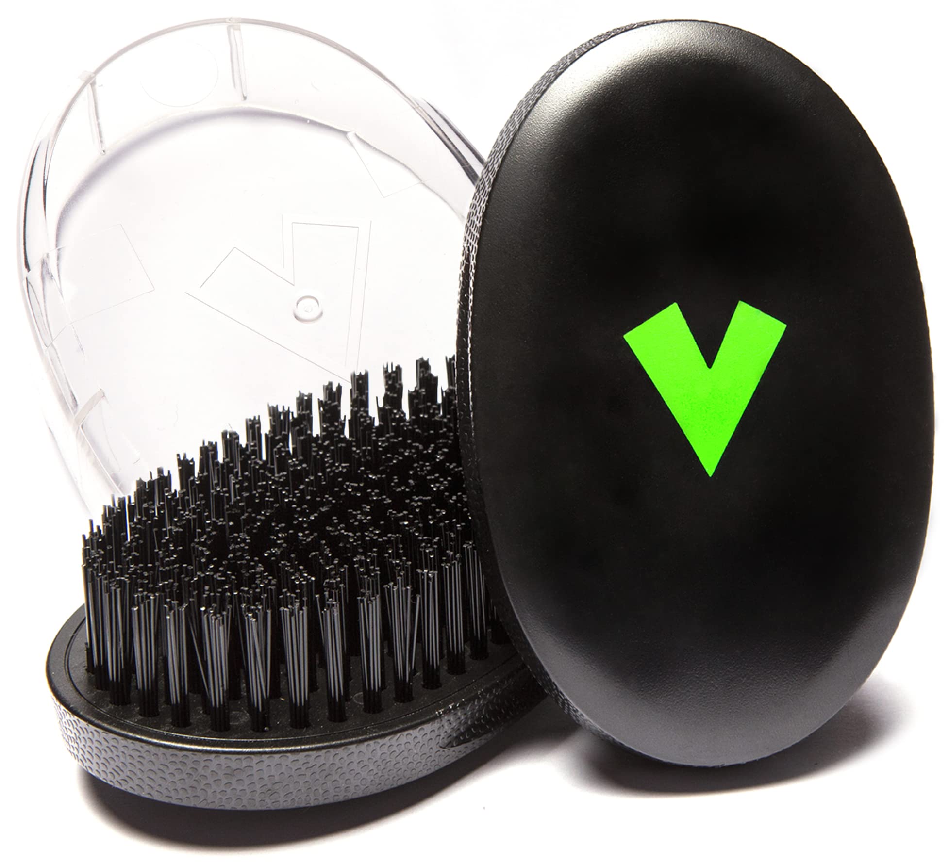 Veeta Superior Wave Brush - Palm Wave Brush for Men 360 with Protective Cover, 100% Synthetic Flex Bristles, Curved Wave Brush Designed to Deepen & Define Wave Pattern (Hard)