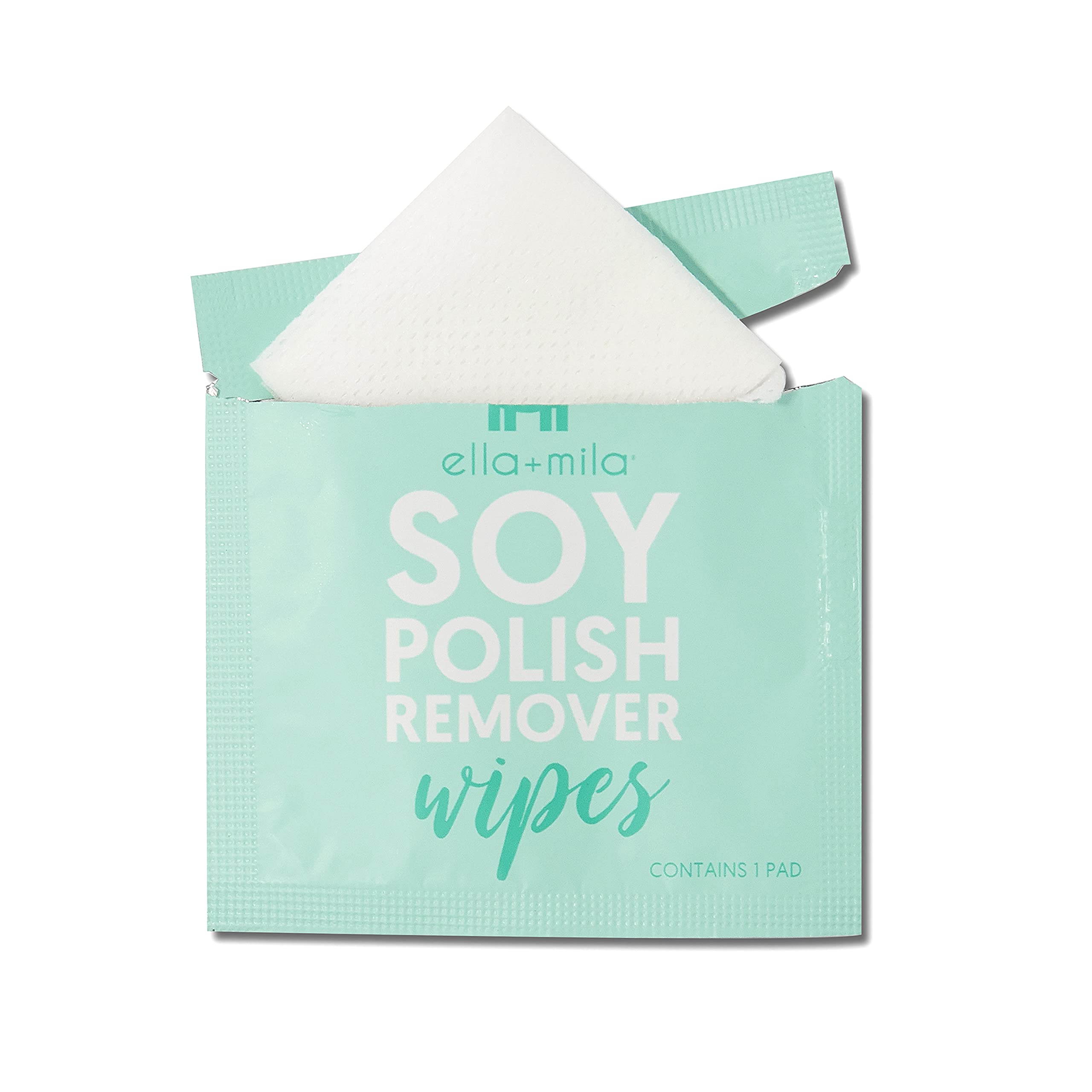 Ella+Mila Soy Nail Polish Remover Wipes - Acetone Free Unscented, Vitamin A, C, E Oil (5-Pack)