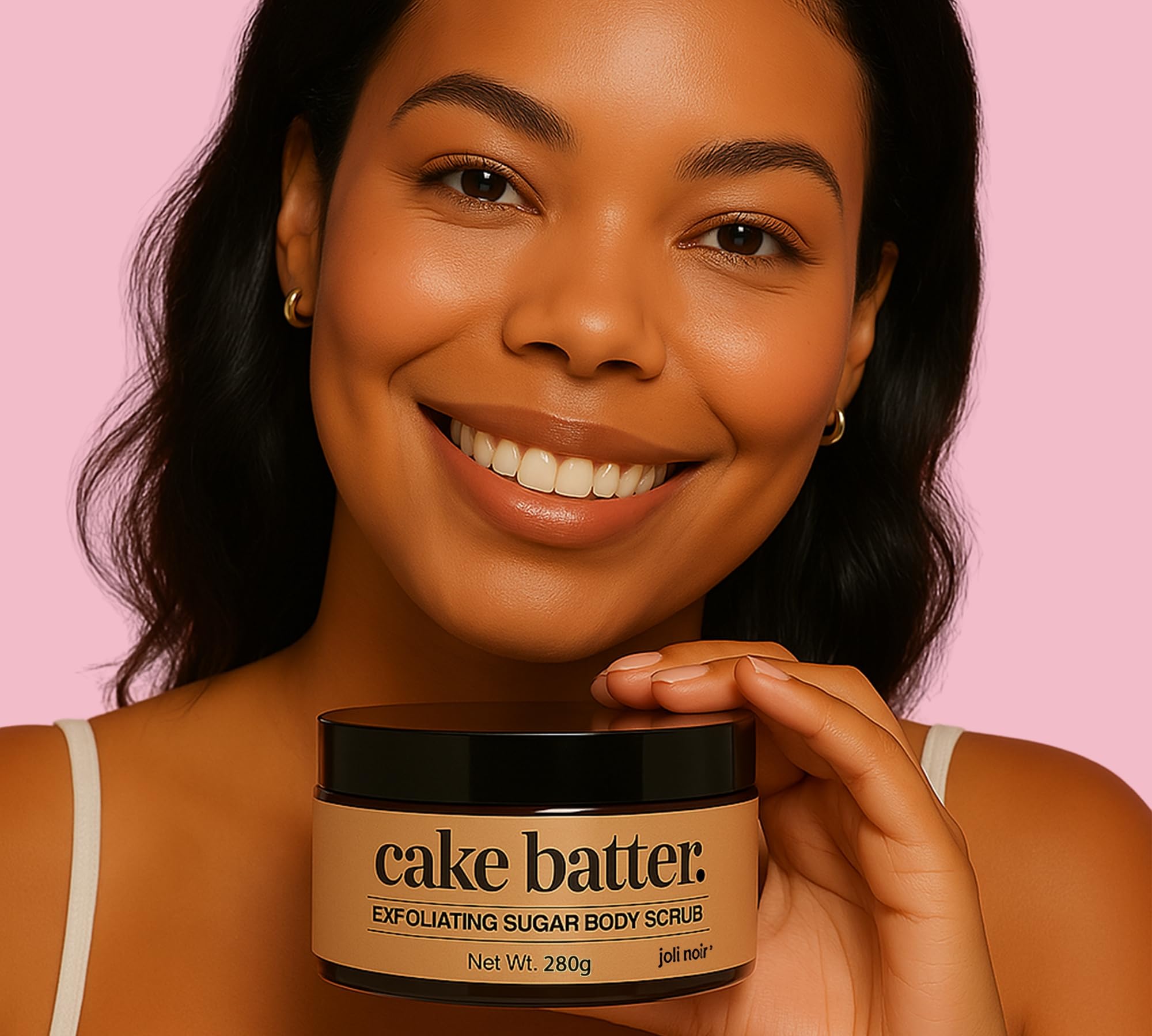 Joli Noir - Sugar Scrub - [Cake Batter] Exfoliating Body Scrub Made With Pumice, Grapeseed, Olive Oil, Sunflower, & Castor Oils To Reveal Silky Smooth Skin