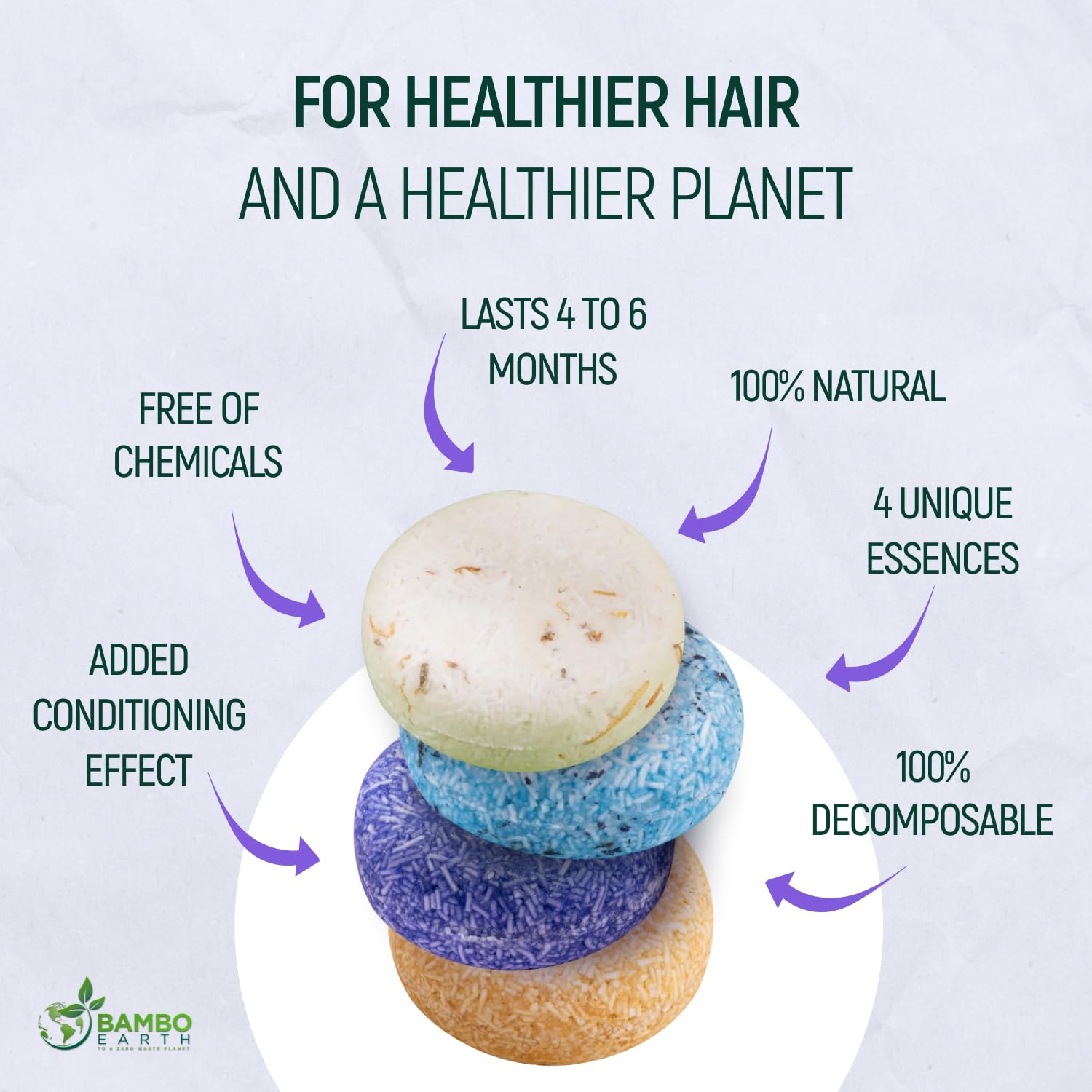 Solid Shampoo Bar And Conditioner Effect Hair Soap – 4 Pack 100% Organic Shampoo Bars For Hair With All Natural Plant Based Essential Oils And Eco Friendly Zero Waste Biodegradable Packaging
