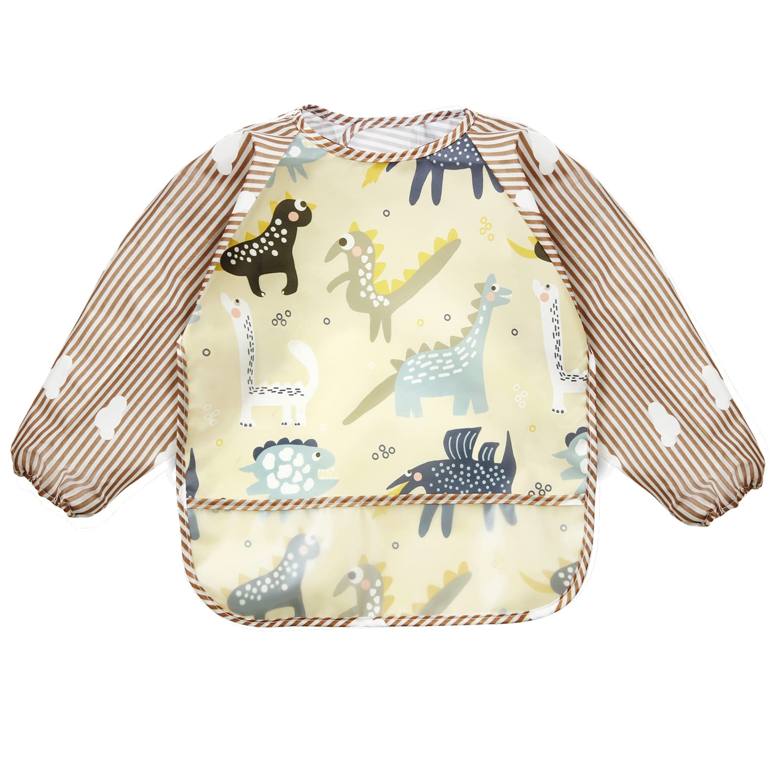 PandaEar (3 Pack Long Sleeve Bibs| Waterproof Full Sleeve Bib for Baby Infant Toddler 6-36 Months (Lizard)