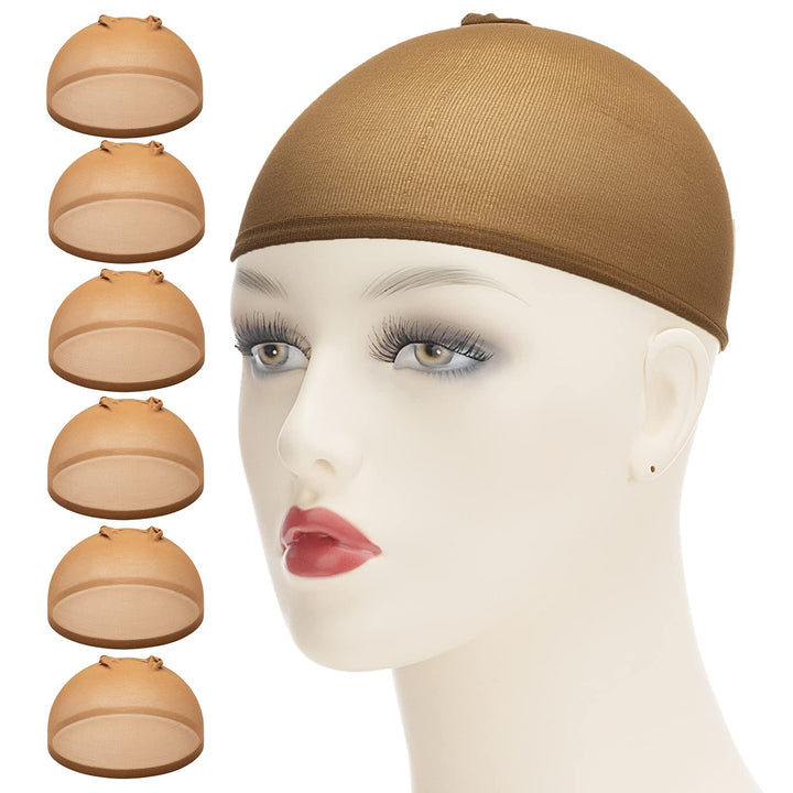 Yisane Wig Cap 6 Pieces Nylon Wig Cap for Women for Wig Making Stocking Cap for Wigs Dark Brown Stocking Wig Cap Bald Cap for Wig Unisex (Wig Cap Dark Brown)