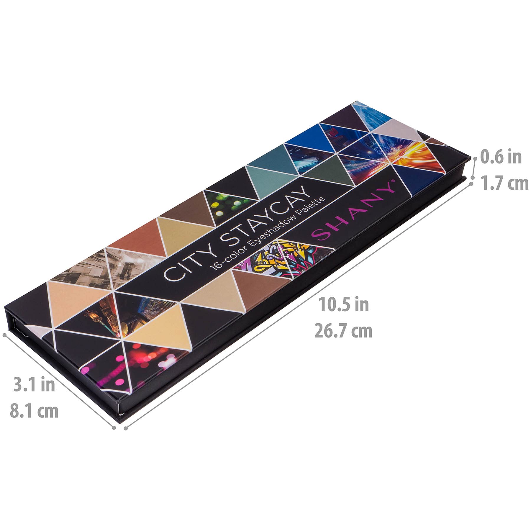 SHANY City Staycay 16-Color Eyeshadow Palette - 16 Highly-Pigmented and Long-Lasting Eye Makeup Shades with Dual-Sided Brush and Built-In Mirror (SH-0016-B)