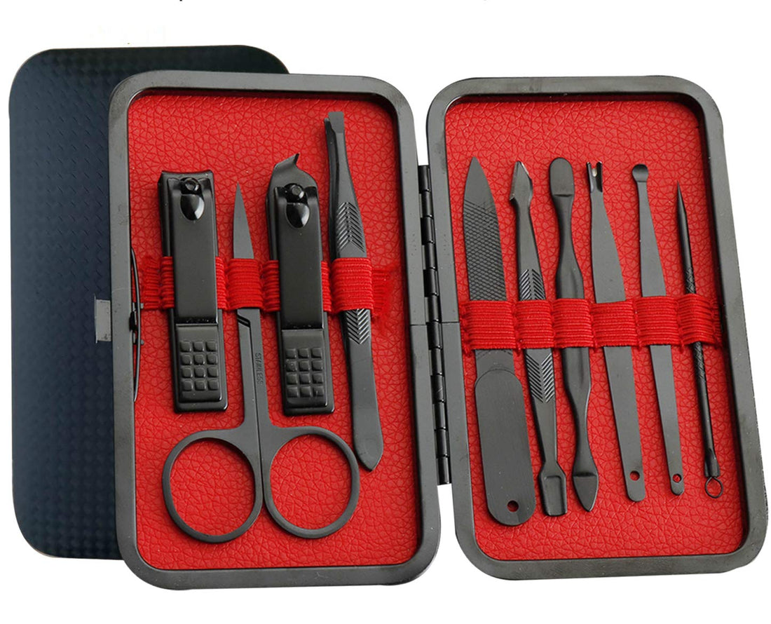 Manicure Set Pedicure Manicure Kit 10 in 1 Professional Sharp Nail Clippers Stainless Steel Thick Nail Cutter & File Scissors for Men &Women Fingernails & Toenails with Portable Cas