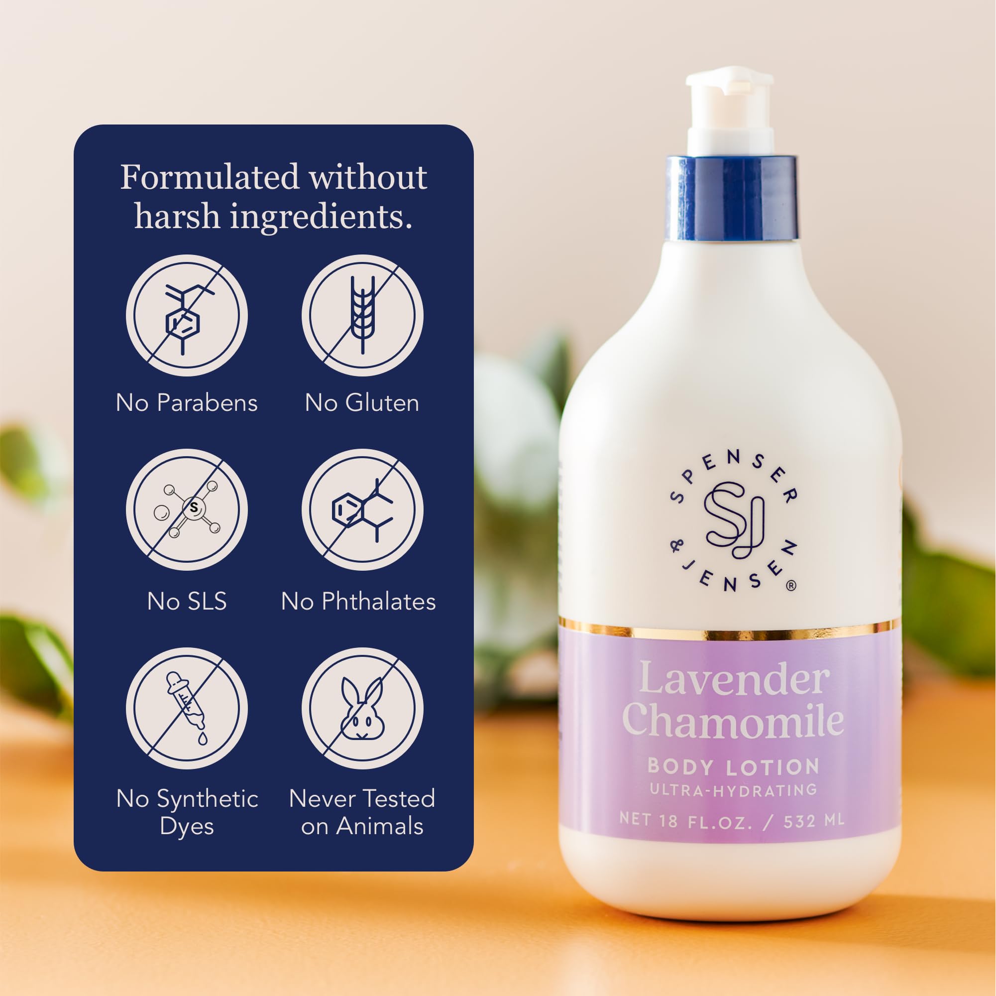 Spenser & Jensen Daily Moisturizing Body Lotion with Soothing Lavender Oil & Chamomile - Gentle On All Skin Types - Body Lotion for Women & Men - Paraben Free - 18 Oz (Pack of 1)