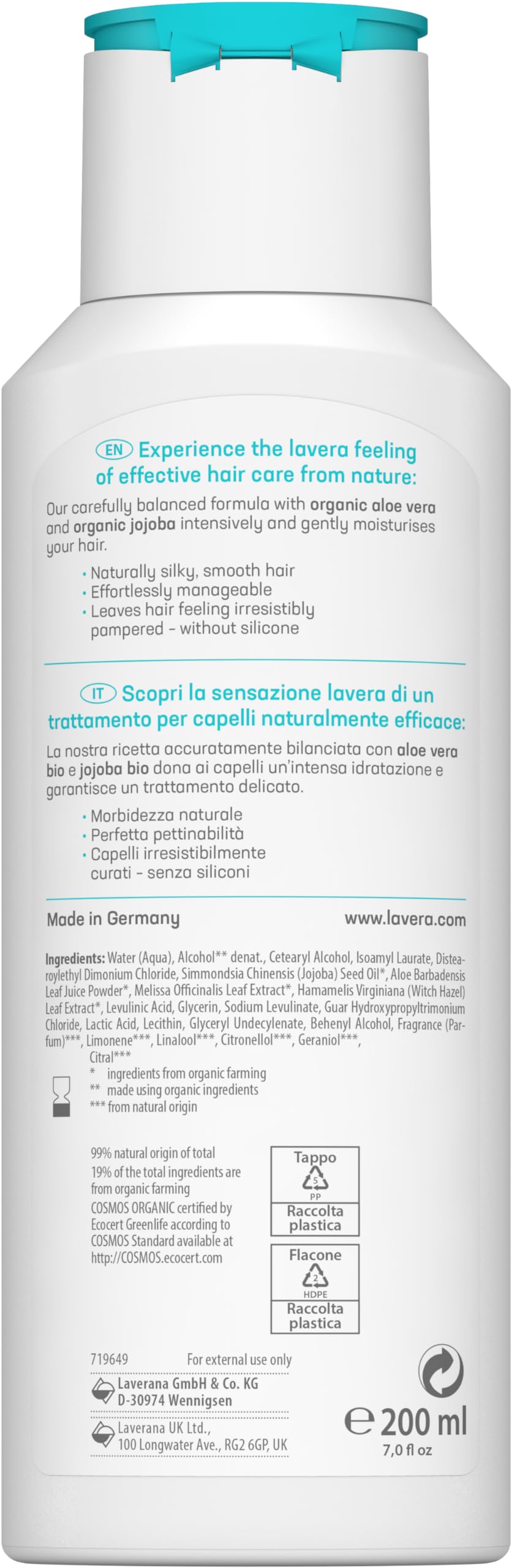 Lavera Basis Sensitiv Moisture & Care Organic Moisturizing Conditioner, 200ml