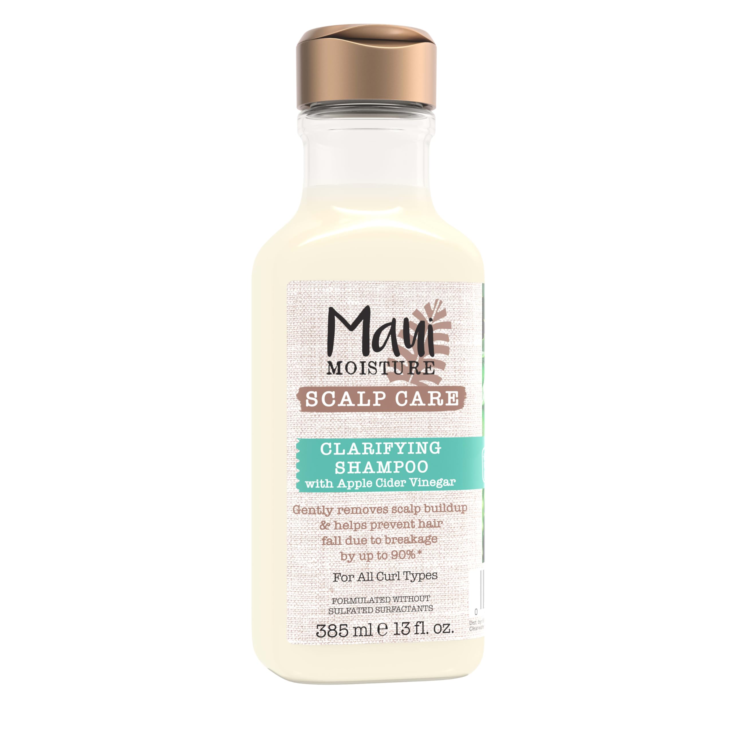 Maui Moisture Scalp Care Clarifying Shampoo, Apple Cider Vinegar Curly Hair Shampoo Moisturizes & Removes Scalp Build-Up, Sulfate-Free Surfactants, 13 fl. oz