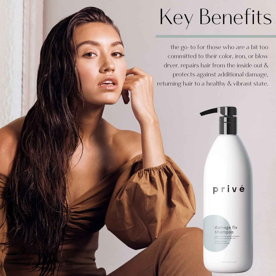 PrivÃƒ© Damage Fix Shampoo ââ‚¬â€œ Repair and Strengthen Damaged, Dull or Over Processed Hair from Within ââ‚¬â€œ Natural Ingredients ââ‚¬â€œ Vegan Cruelty-Free Color-Safe Shampoo (33.8oz)