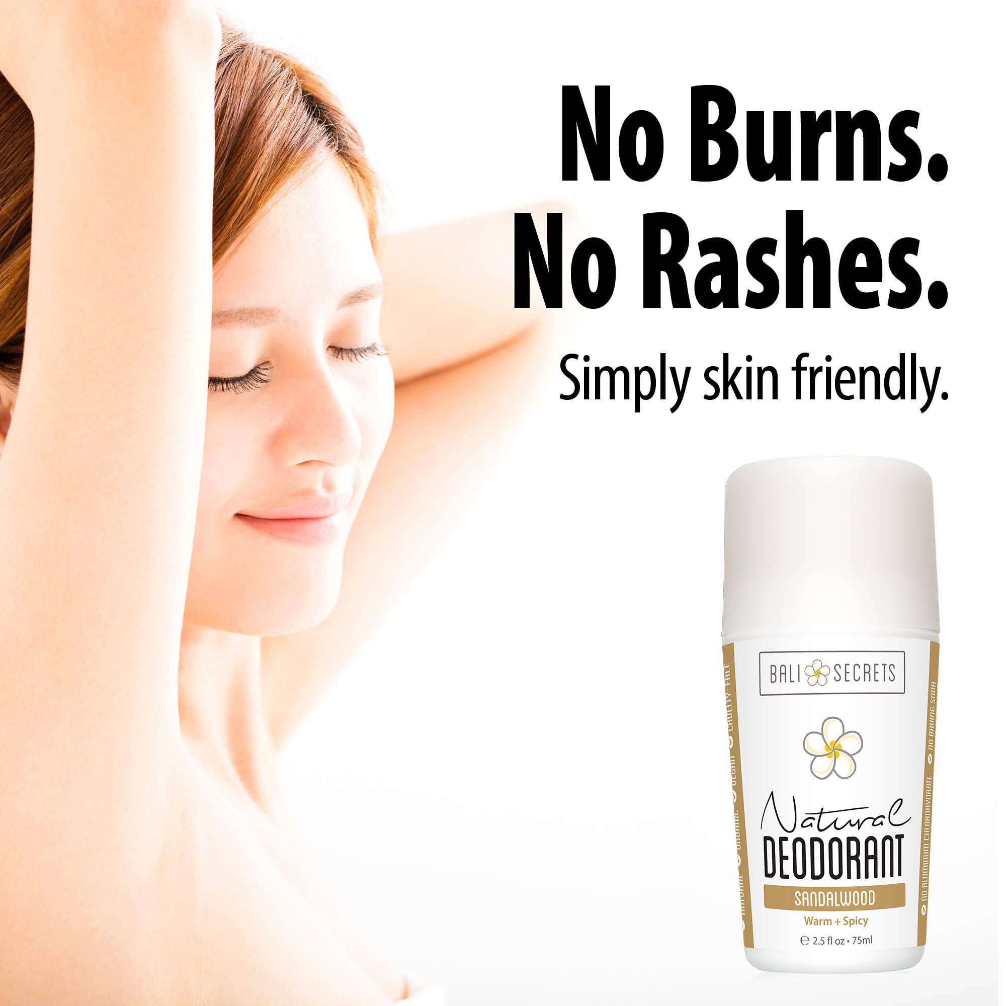 BALI SECRETS All Natural Deodorant. Pure & Simple Ingredients. Organic & Vegan. All Day Protection. [Scent: Sandalwood]