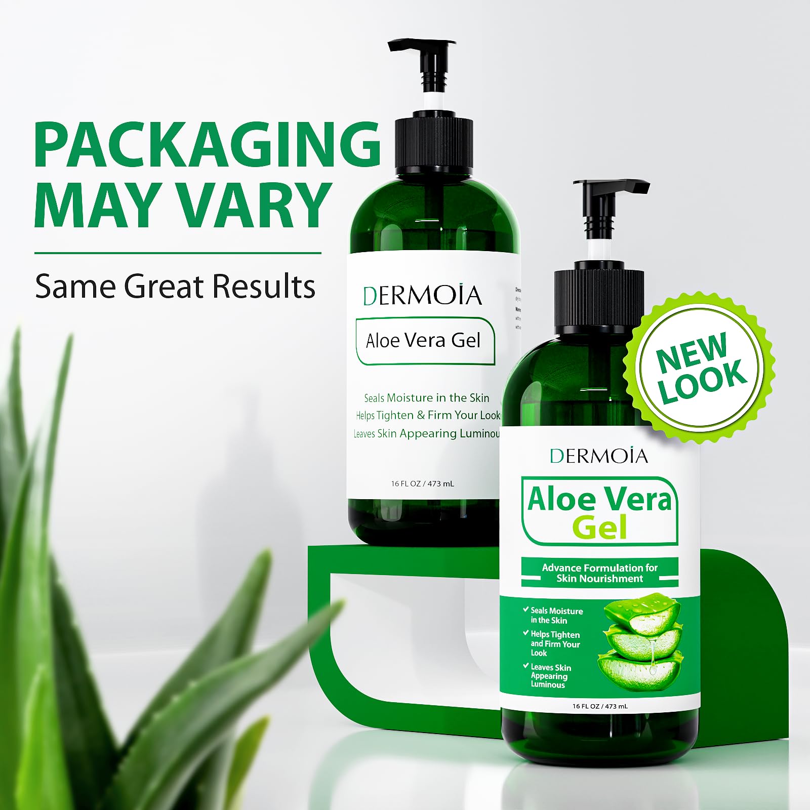 DERMOIA Aloe Vera Gel Body Moisturizer - Sunburn Relief Aloe Vera Gel for Skin with Apple Stem Cell, Cucumber & Violet Hydrosol - Hydrating Facial Moisturizer for Dry Skin - Scalp Moisturizer 16oz