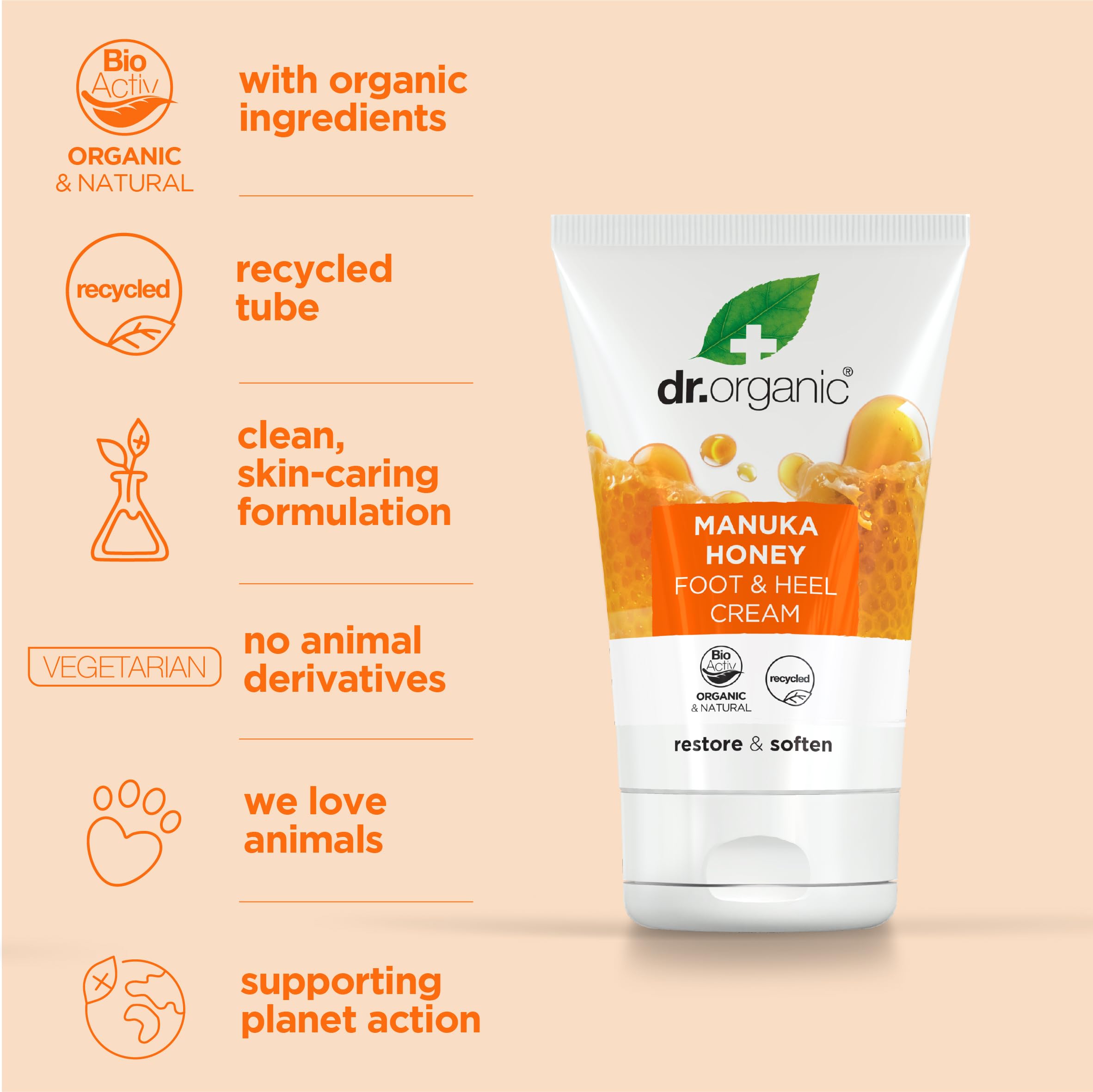 Dr organic manuka honey foot & heel cream 125ml