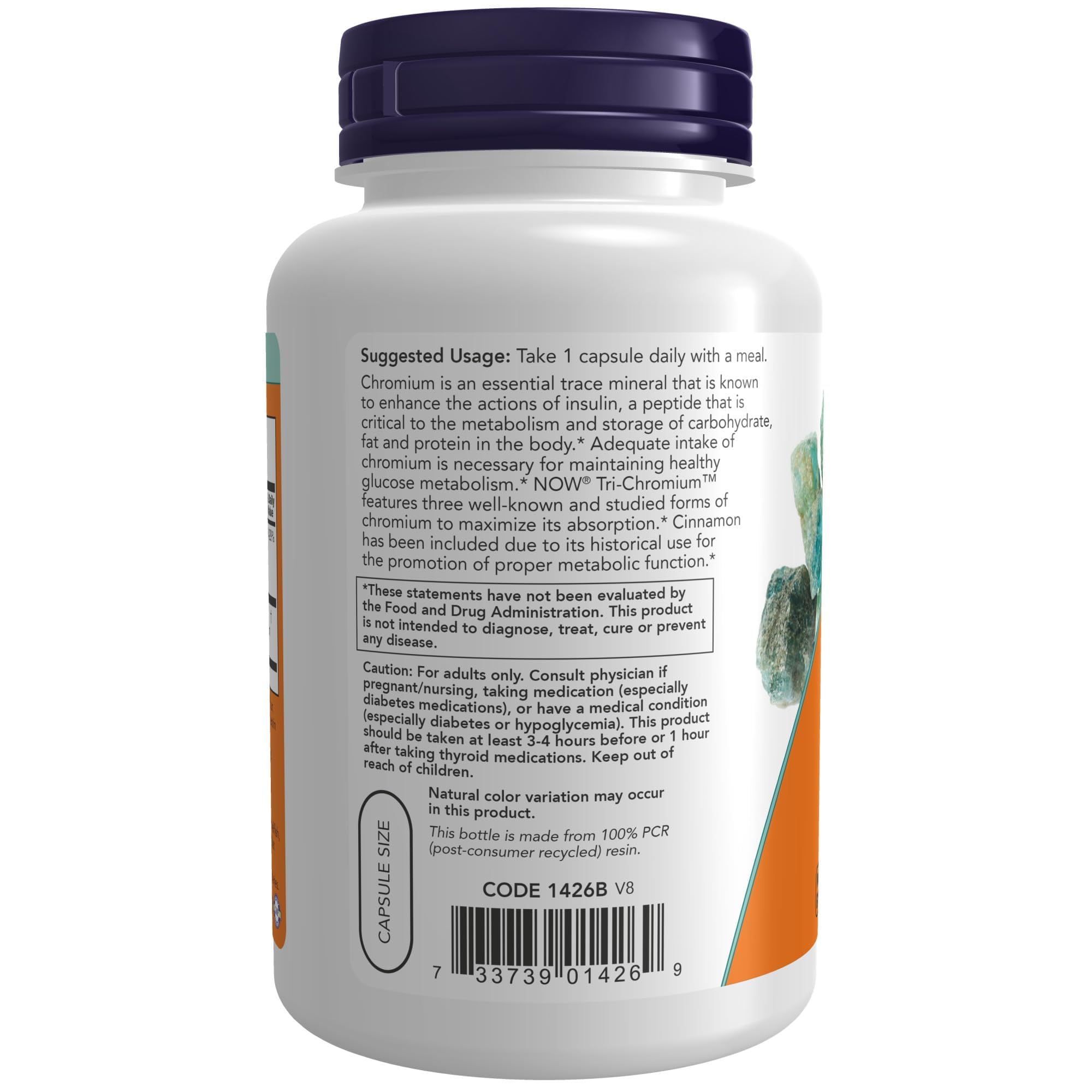 NOW Supplements, Tri-Chromium™ 500 mcg with Cinnamon, Insulin Co-Factor*, 180 Veg Capsules