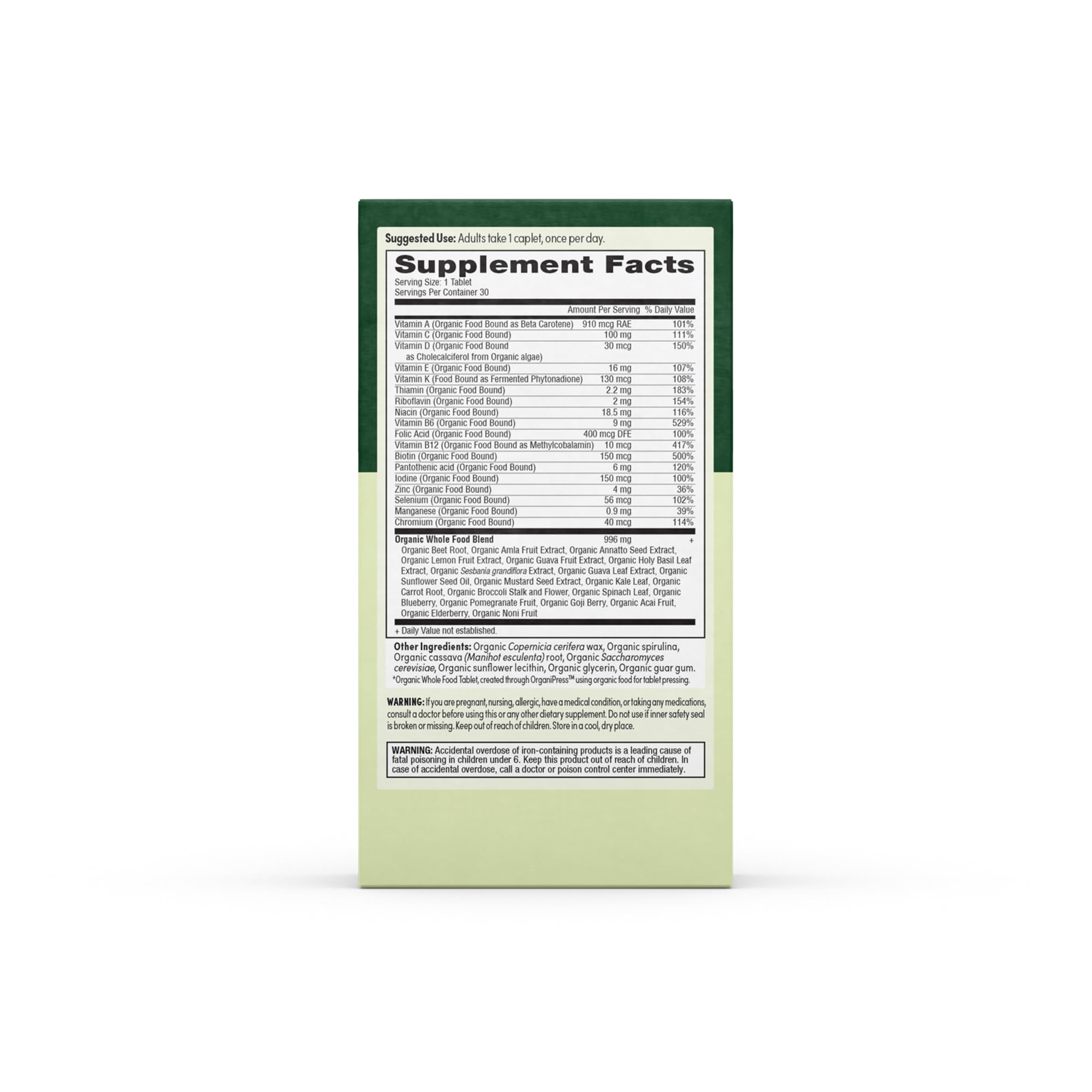 EarthFirst Organic Men’s Multi Once Daily, Men's Multivitamin, 19 Vitamins from Herbs & Superfoods, 30 Count